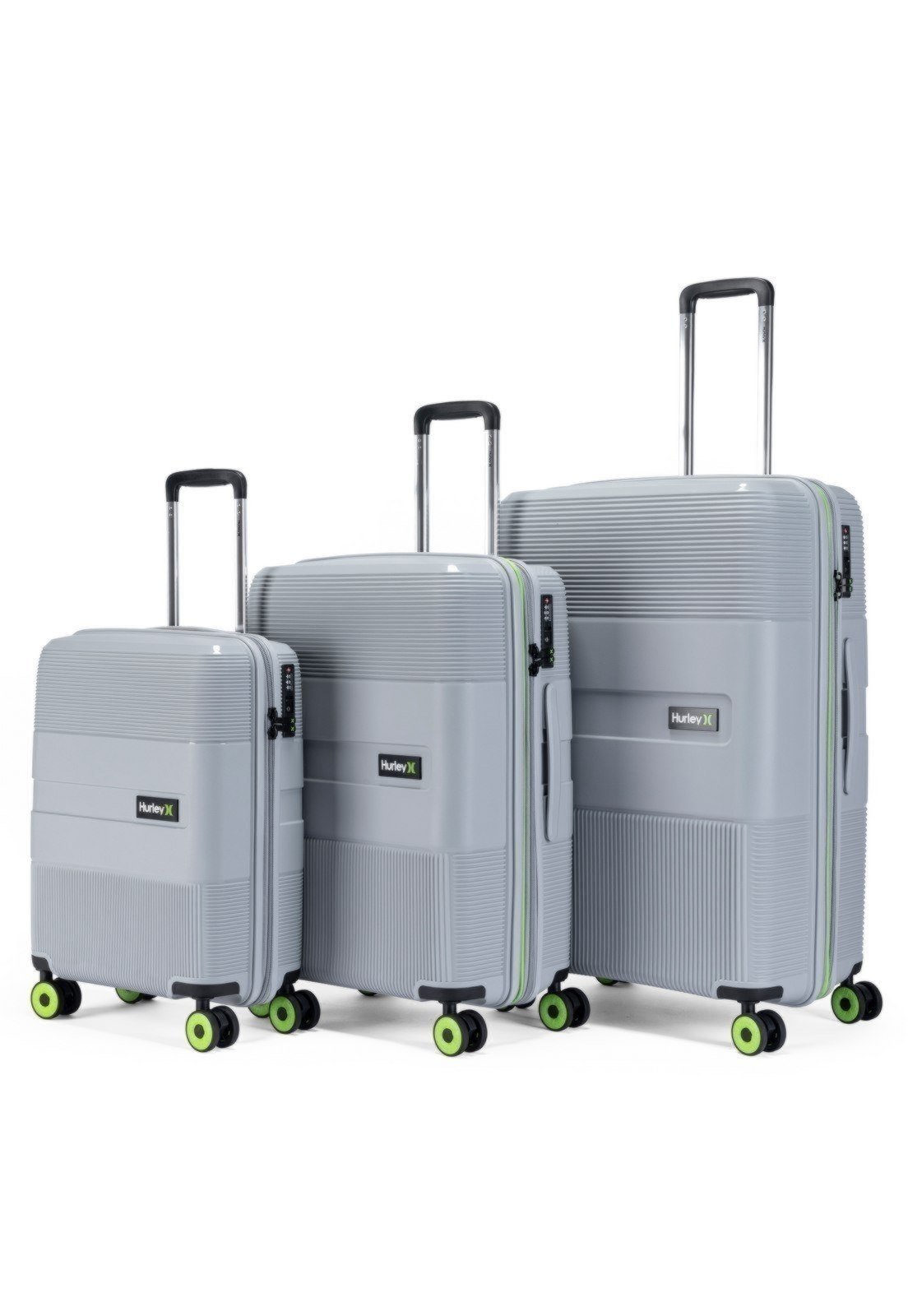 Kit 3 Mala Viagem Com Rodinhas Hurley Masculina 360° Rígida Reforçada Padrão Anac Cadeado Tsa