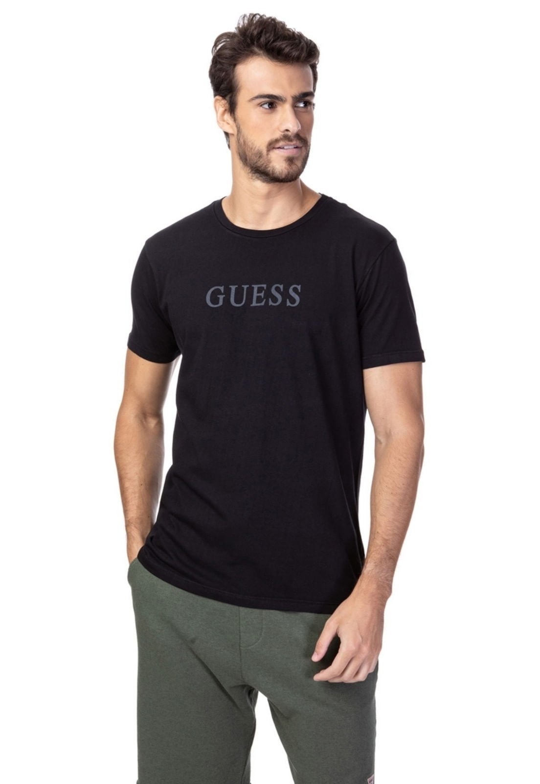 Camiseta Silk Relevo Guess Preto
