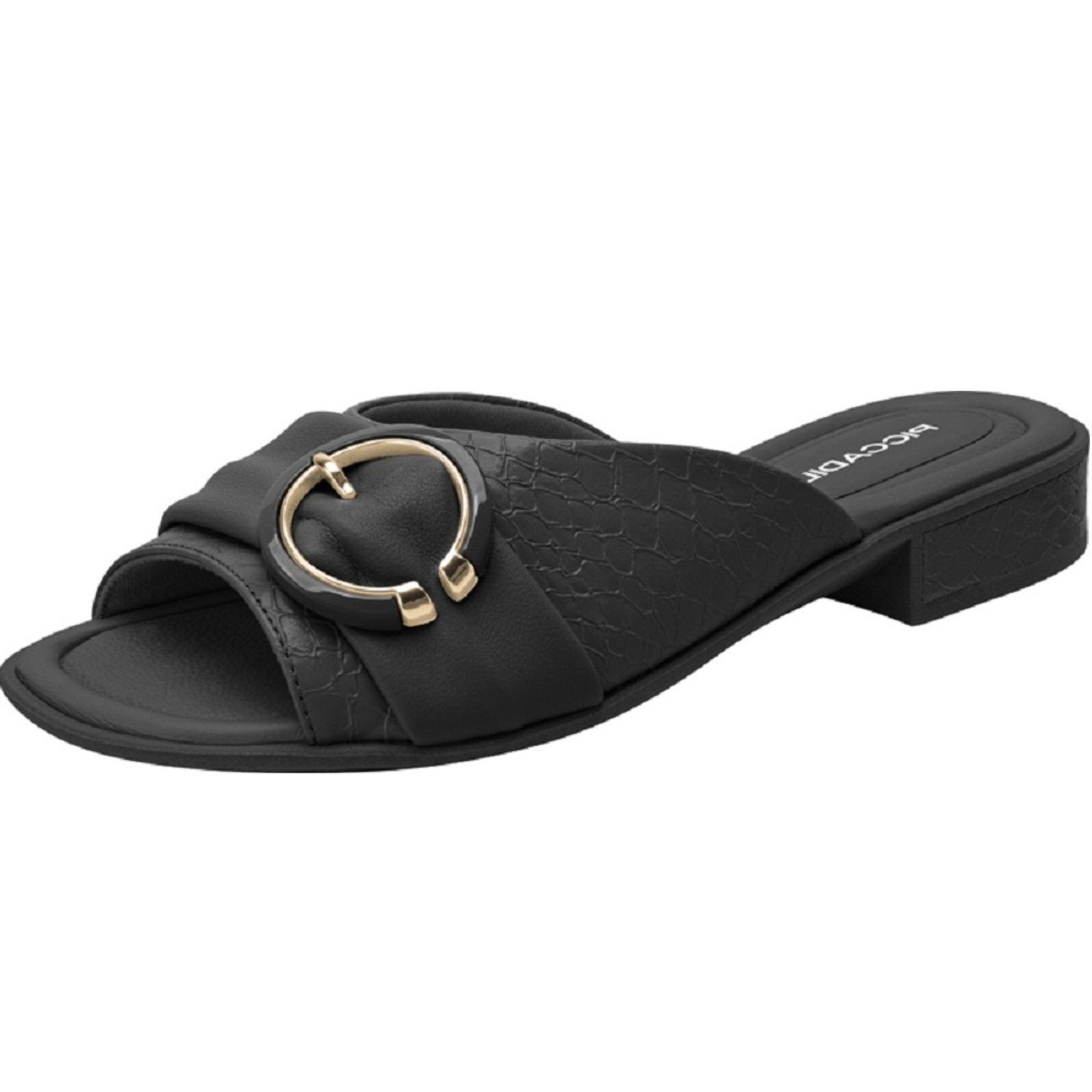 Chinelo Piccadilly Tamanco Taila Salto Baixo Preto