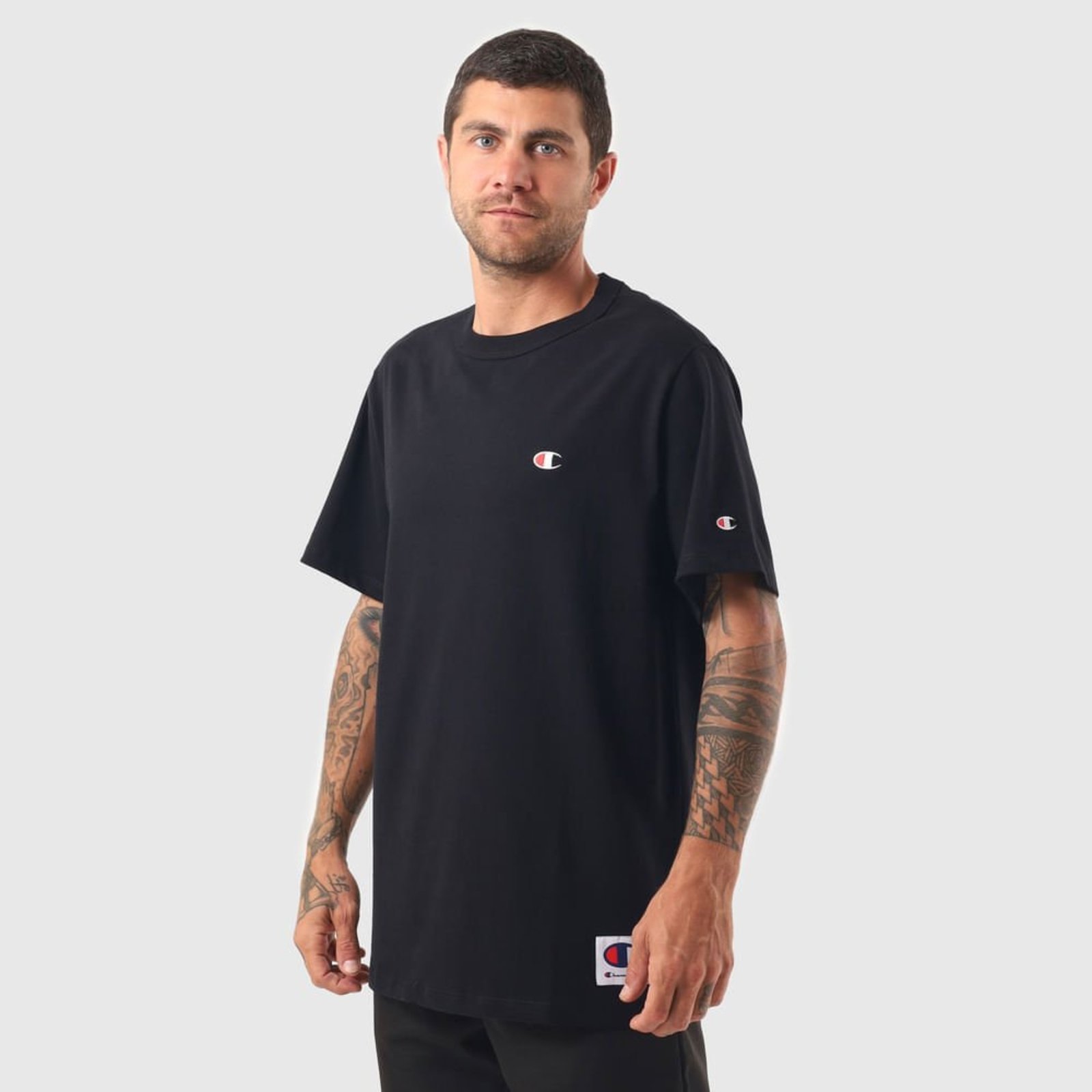 CAMISETA CHAMPION LOGO C BORDADO TECIDO MEIA MALHA GROSSO