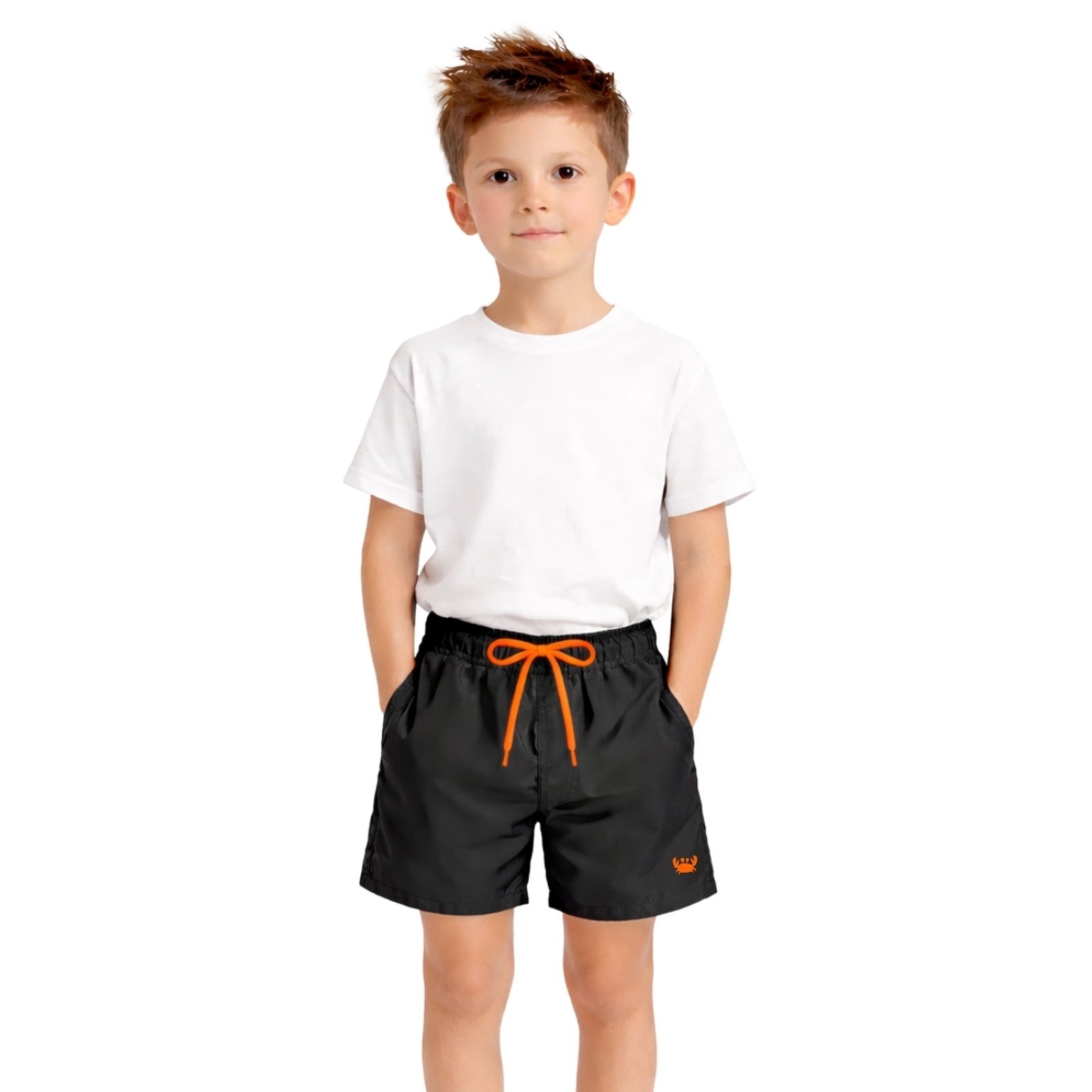 Vista 2 Infantil - Short Tactel Bermuda Moda Praia Preto Siri Relaxado rosa Relaxado rosa
