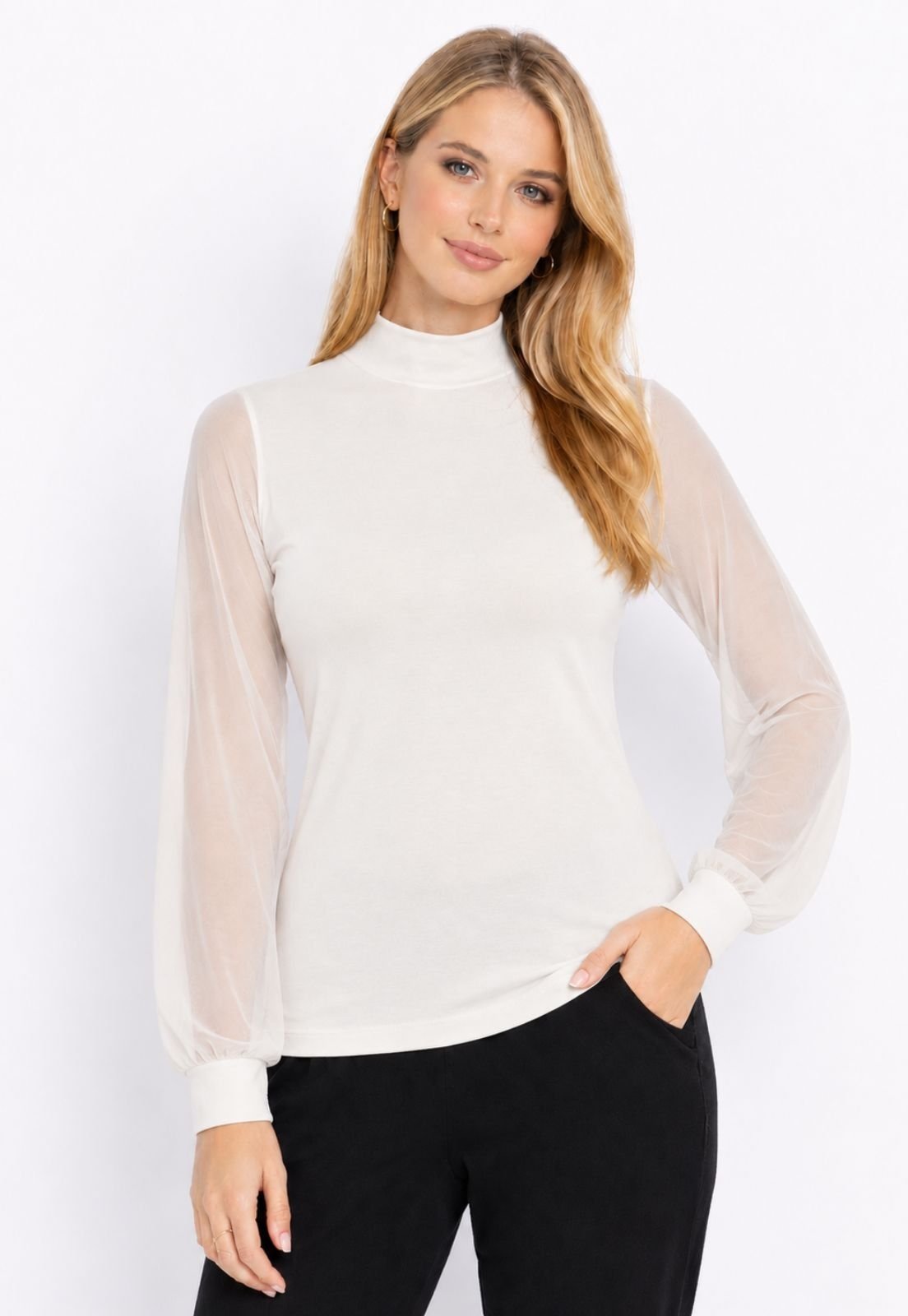 Blusa Maria Paes Manga Longa Tule Off White