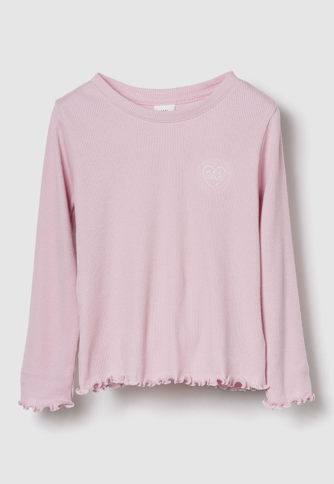 Camiseta GAP Manga Longa Canelada Rosa Claro