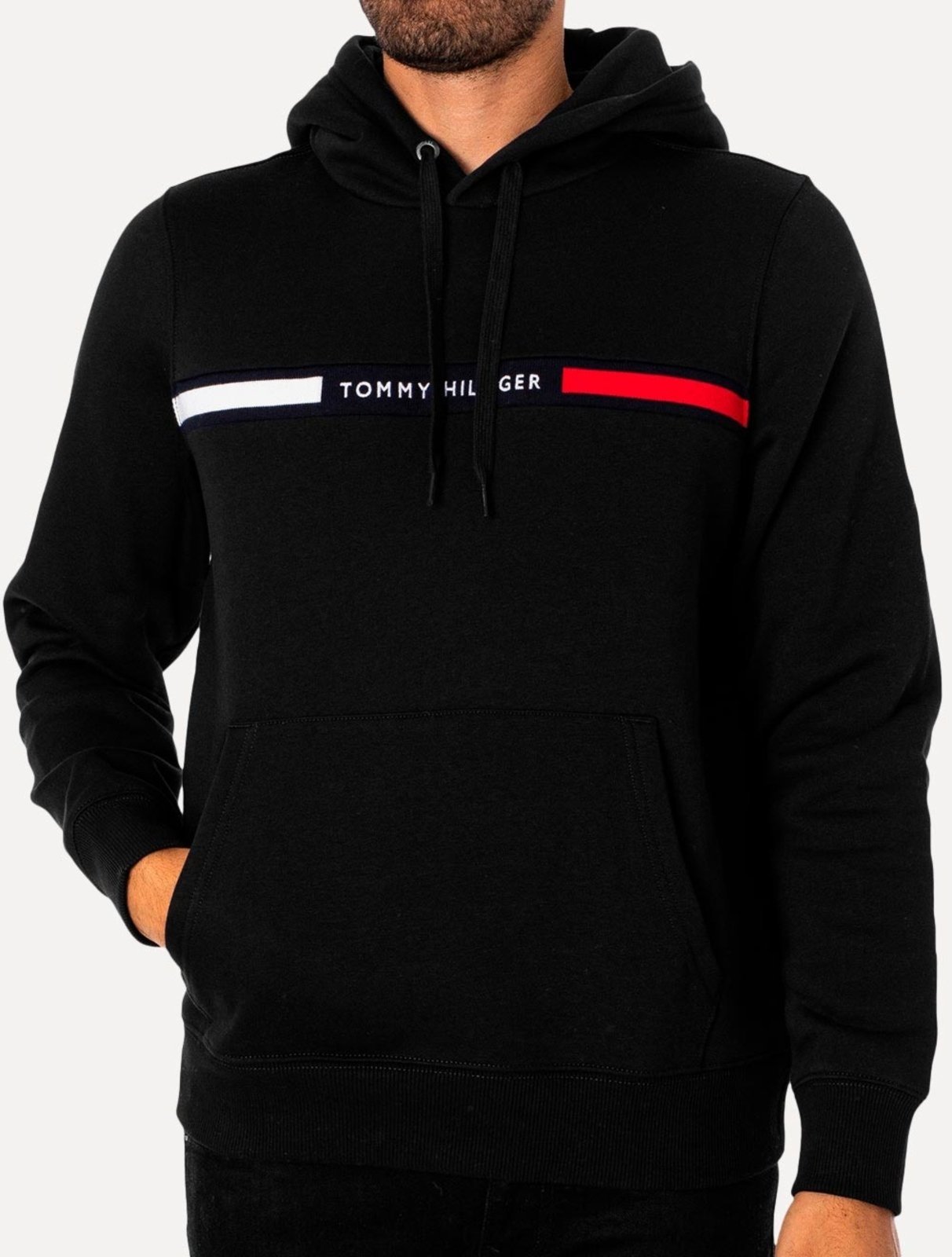 Moletom Tommy Hilfiger Masculino Chest Insert Hoodie Preta