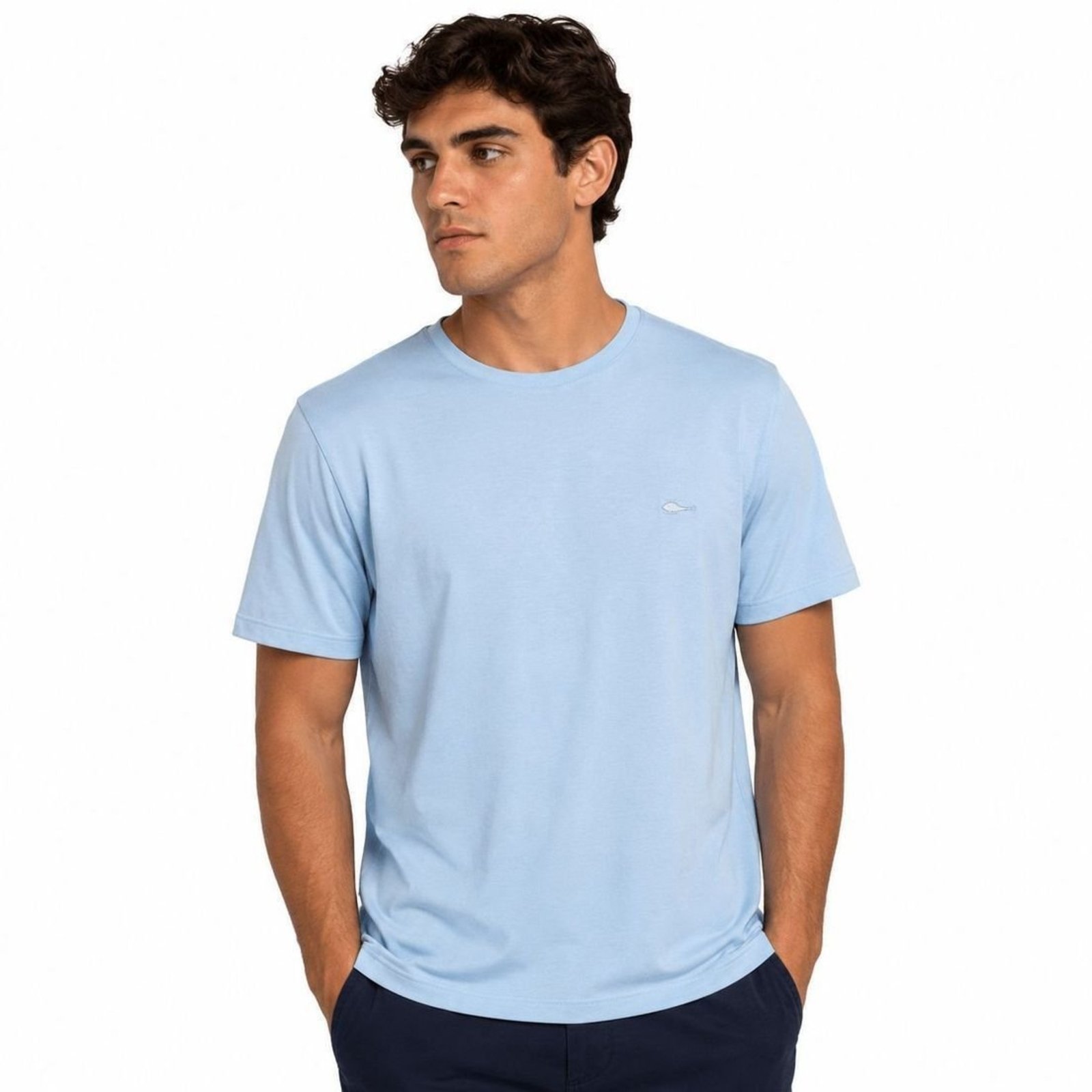 Camiseta Masculina Sallo Slim Fit Azul Claro 1157 - Azul - Sallo