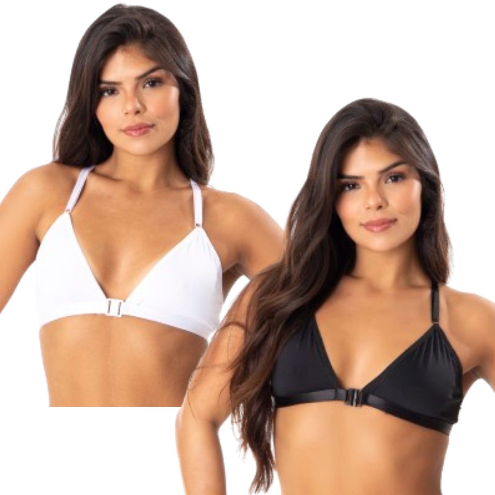 Kit 2 Sutiã Nadador Sem Bojo Reflexo Íntimo Básico Alça Ajustável Dia a Dia Branco e Preto
