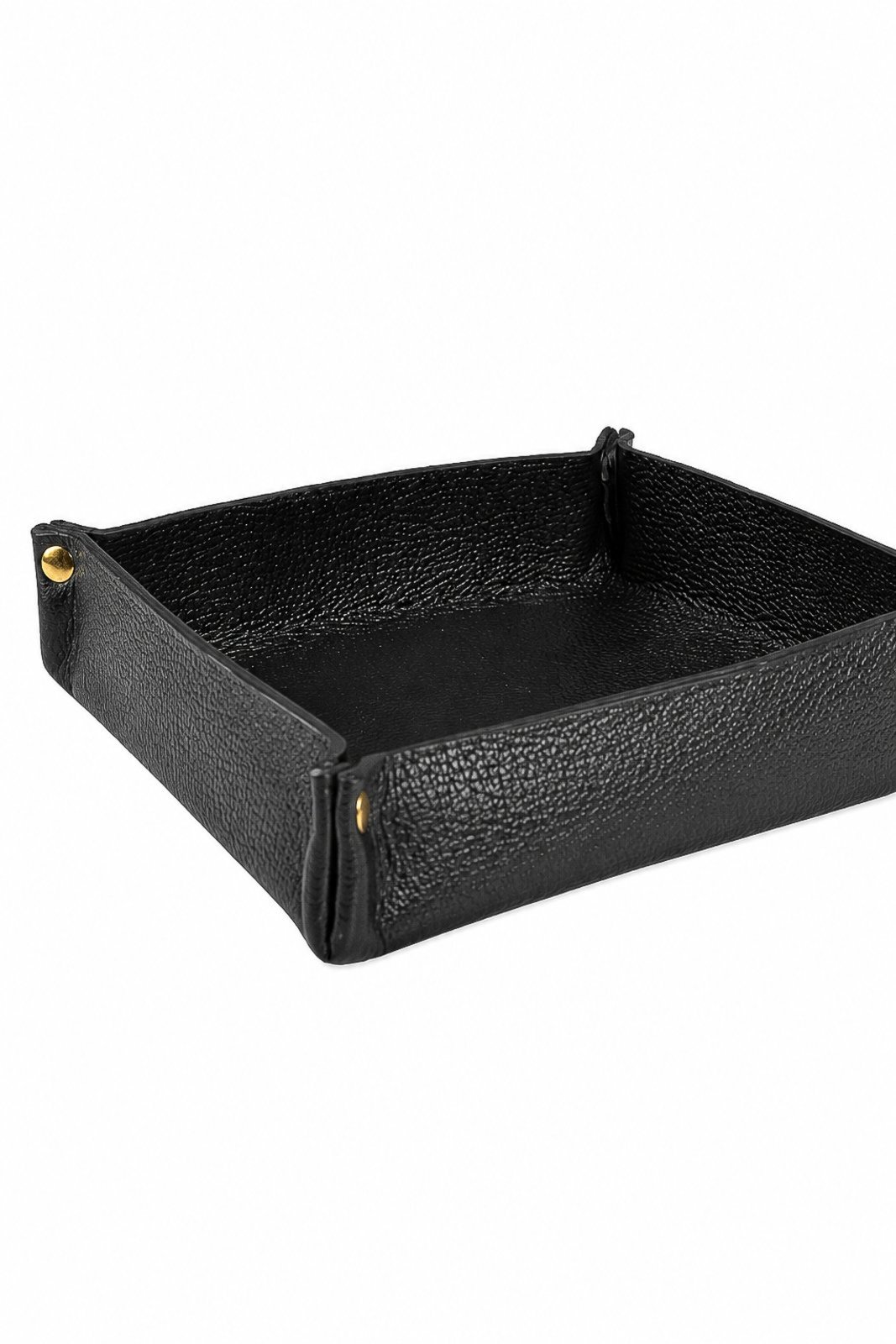 Porta objetos organizador em couro liso 16x16 Tray - Preto