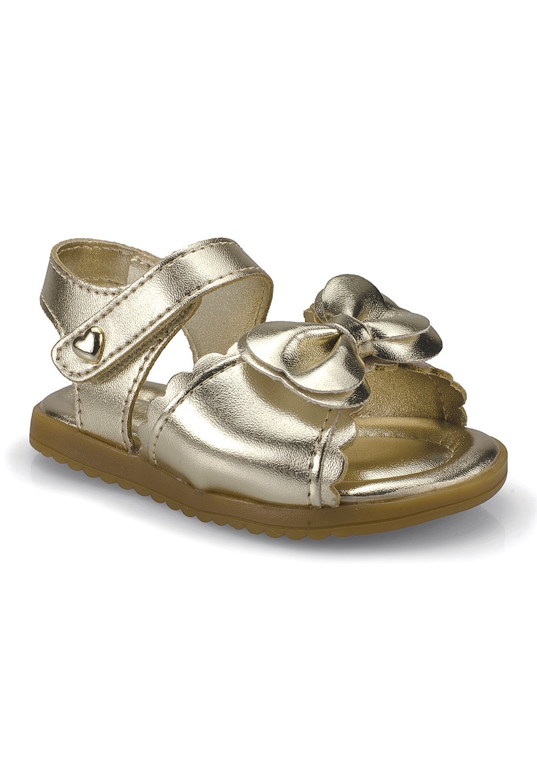 Infantil - Sandália Rasteira Baby Pequito Metalizada Laço Encanto Dourado 95316