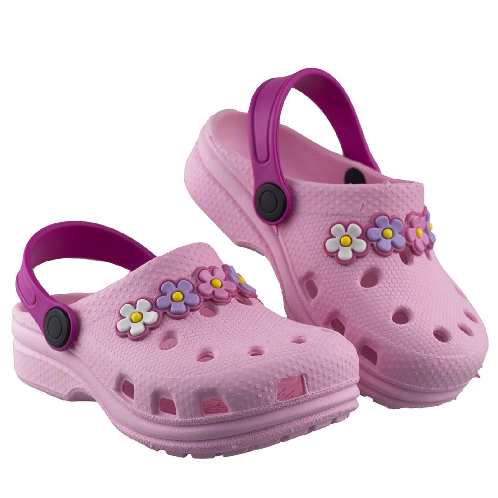 Vista 2 Infantil - Babuche Menina Floral Macio Flexível Florzinha Antiderrapante Feminino Confortável e Leve Kiath rosa Kiath rosa