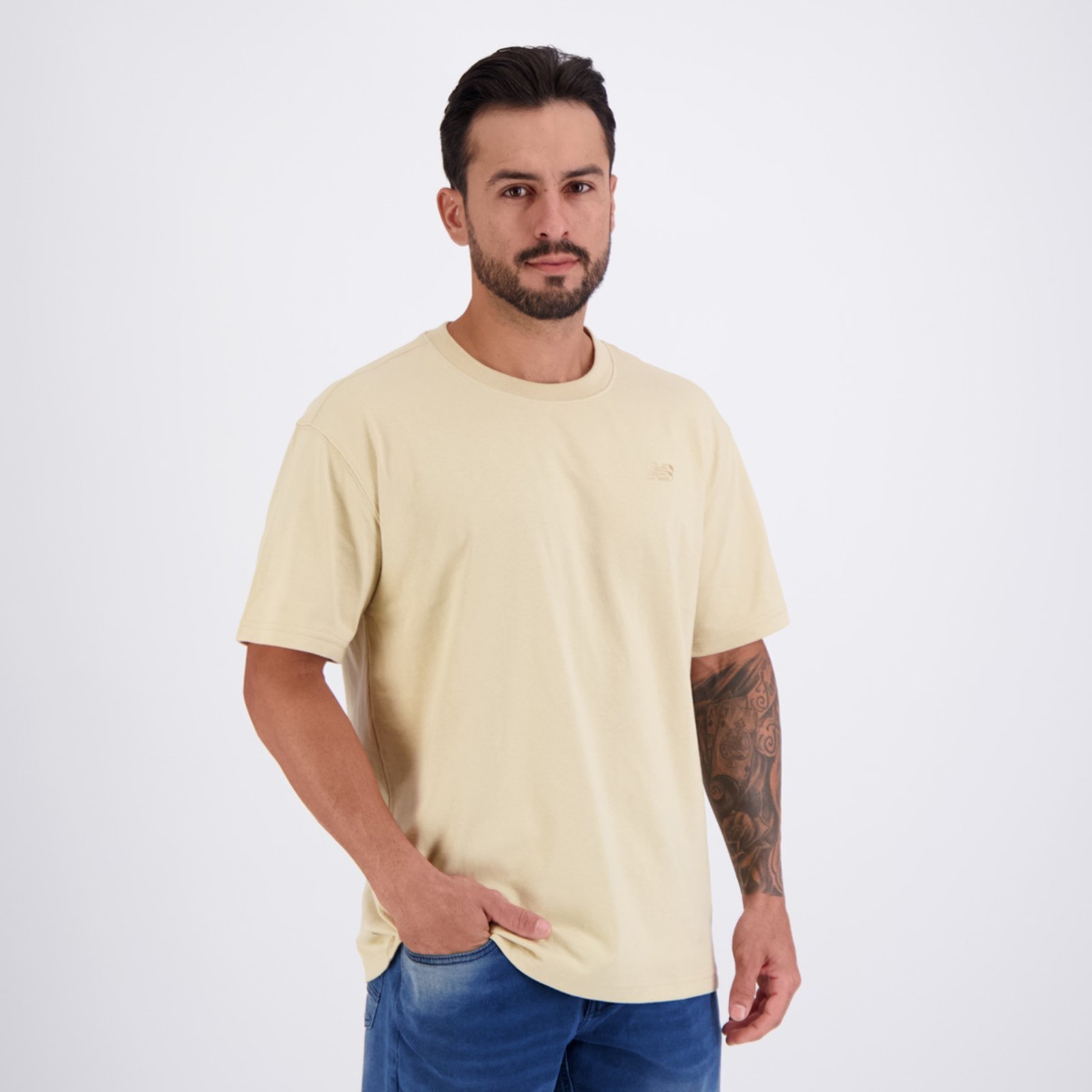 Vista 3 Camiseta New Balance Small Logo bege New Balance bege
