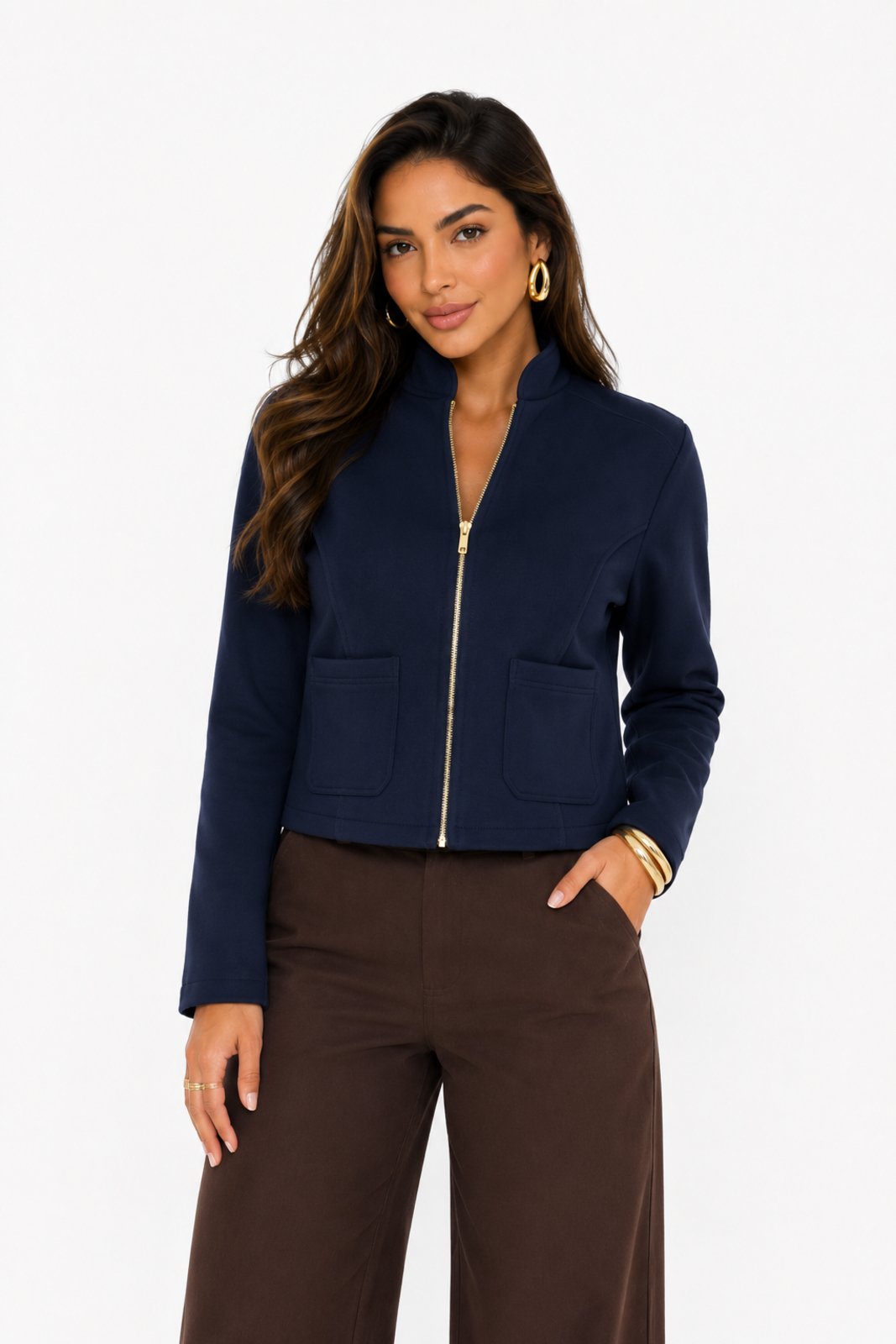 Jaqueta Feminina D Bell Outlet Fashion Azul Marinho