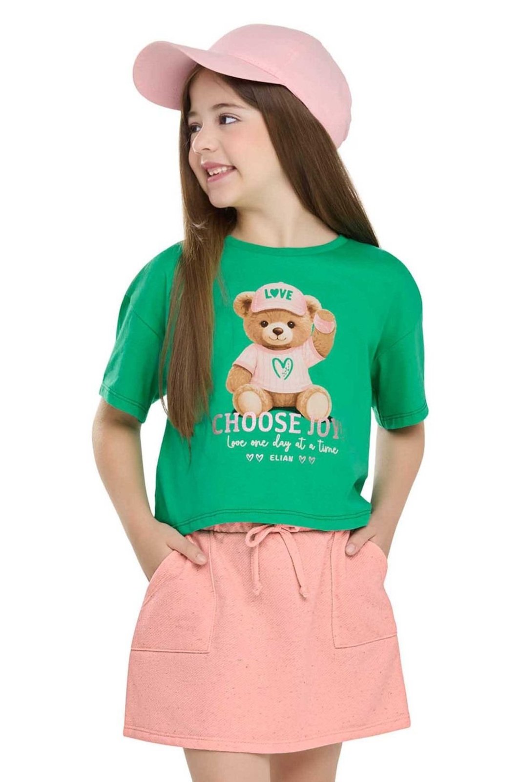 Infantil - Conjunto Menina Ursinho Brilhos Elian Verde