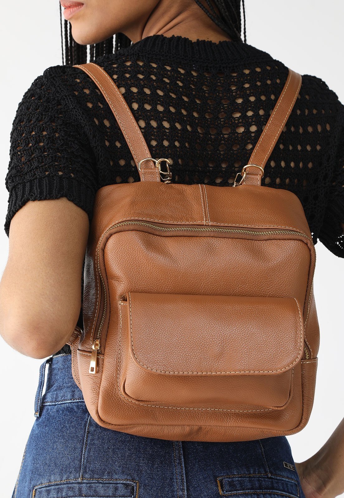 Mochila SN Couros Florence Caramelo