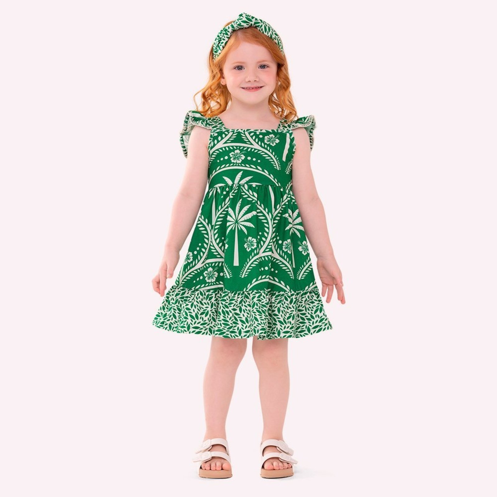 Infantil - Vestido Menina Folhas Nanai