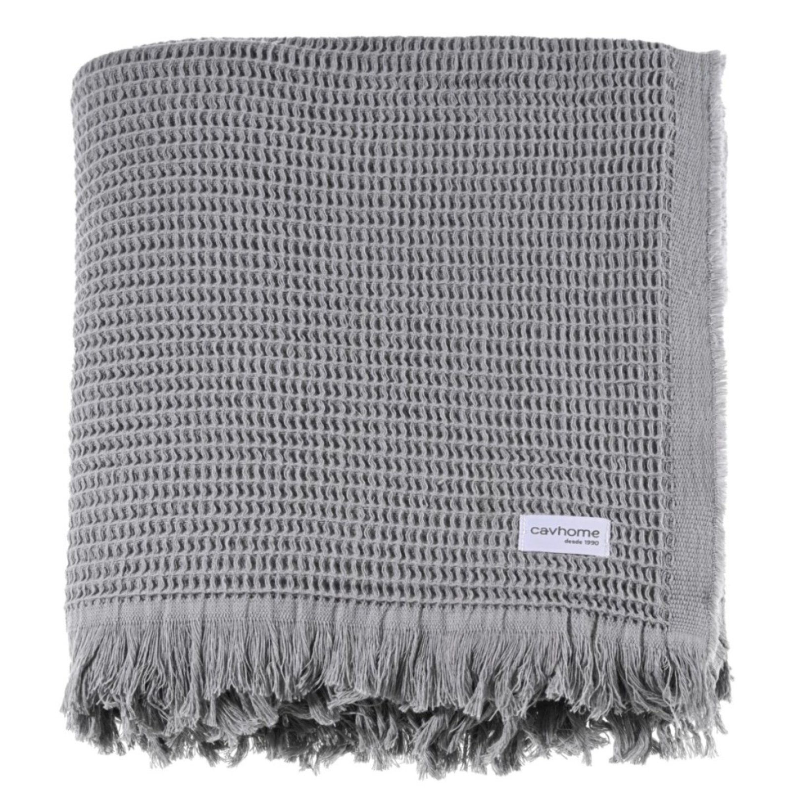 Manta Decorativa Algodão Piquet Cavhome Cinza