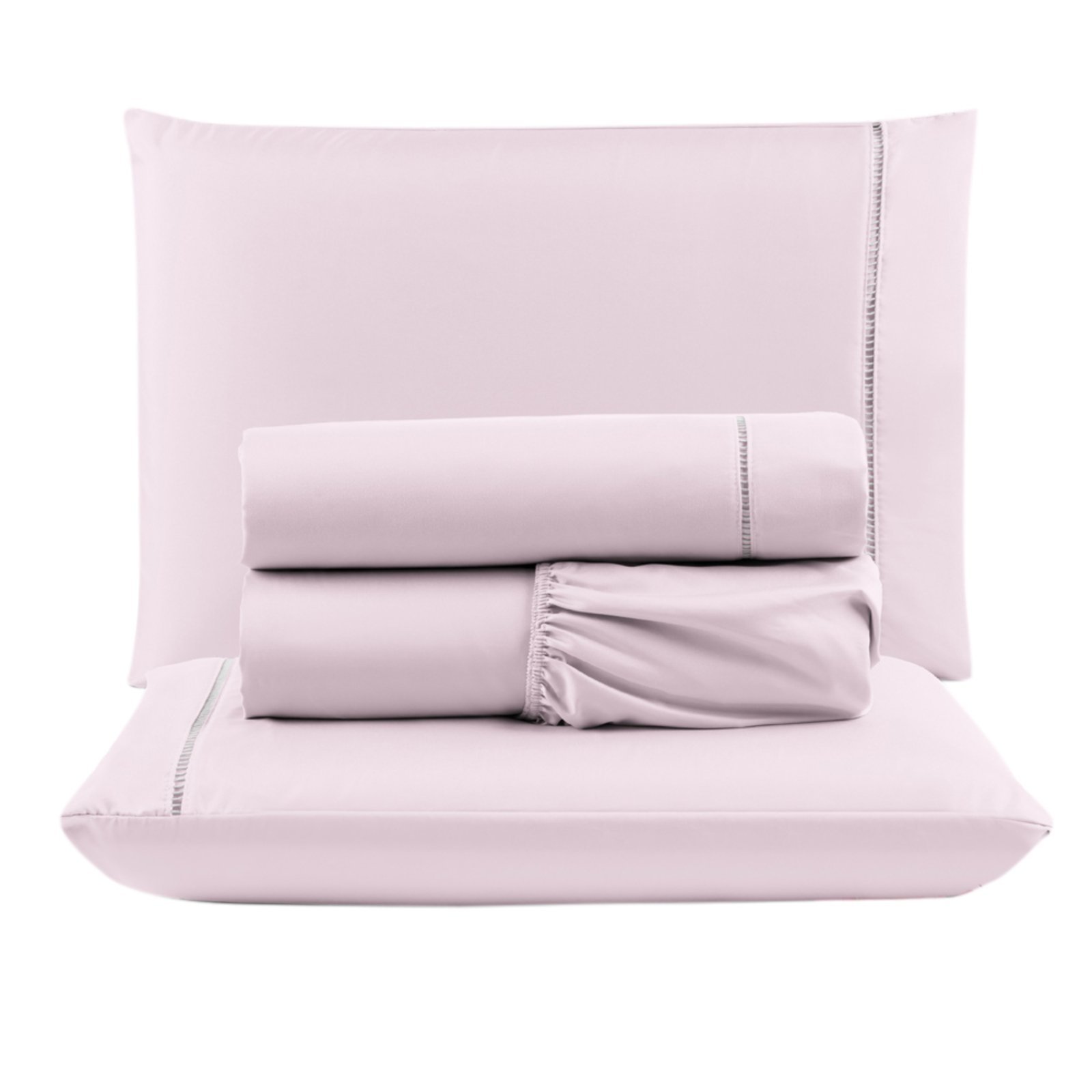 Jogo Cama Lençol Casa Scarpa Unique Queen Micro Percal 400 Fios Ponto Palito 4 Peças - Rosa