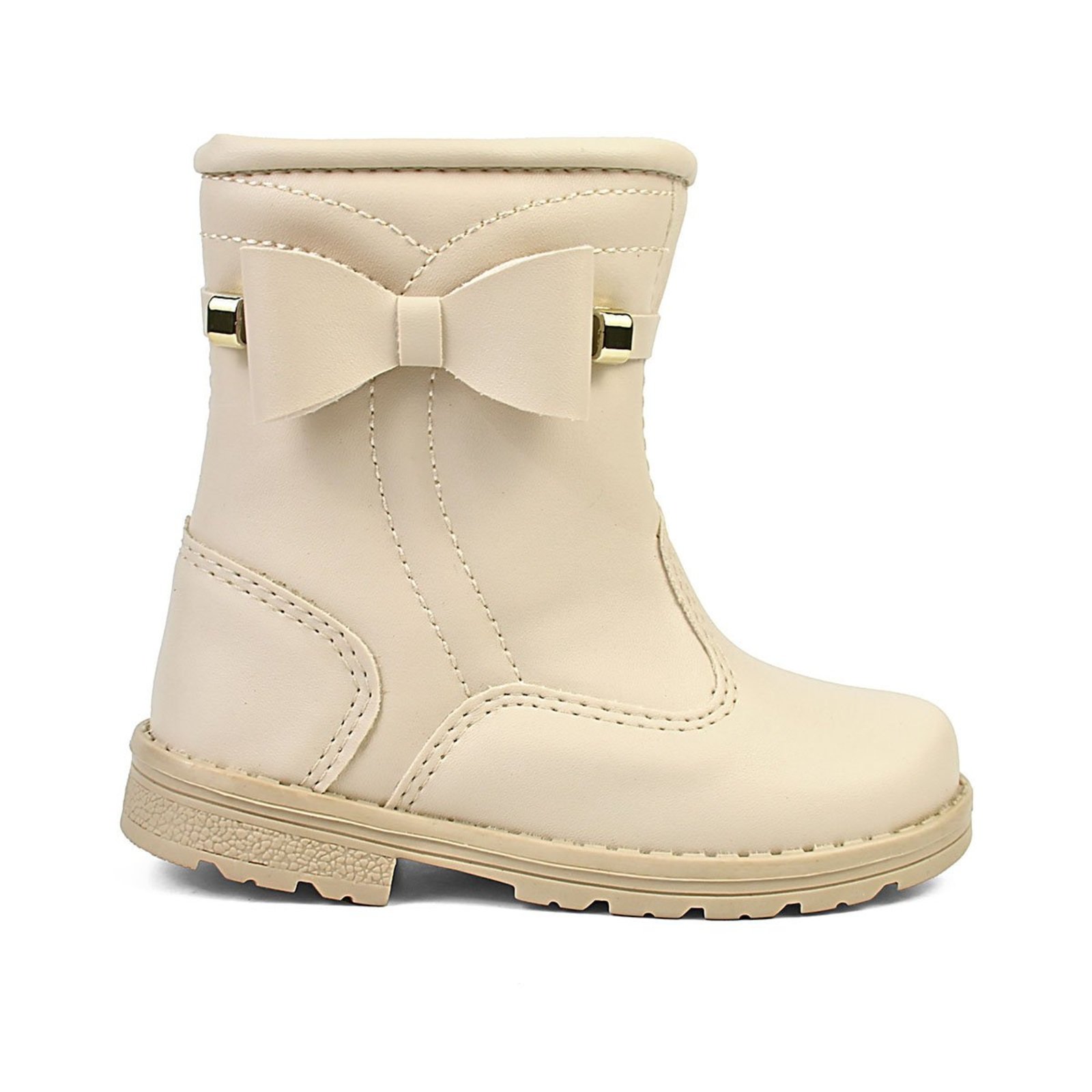Infantil - Bota Feminina Cano Médio Laço e Bordado Off-White Lulopé