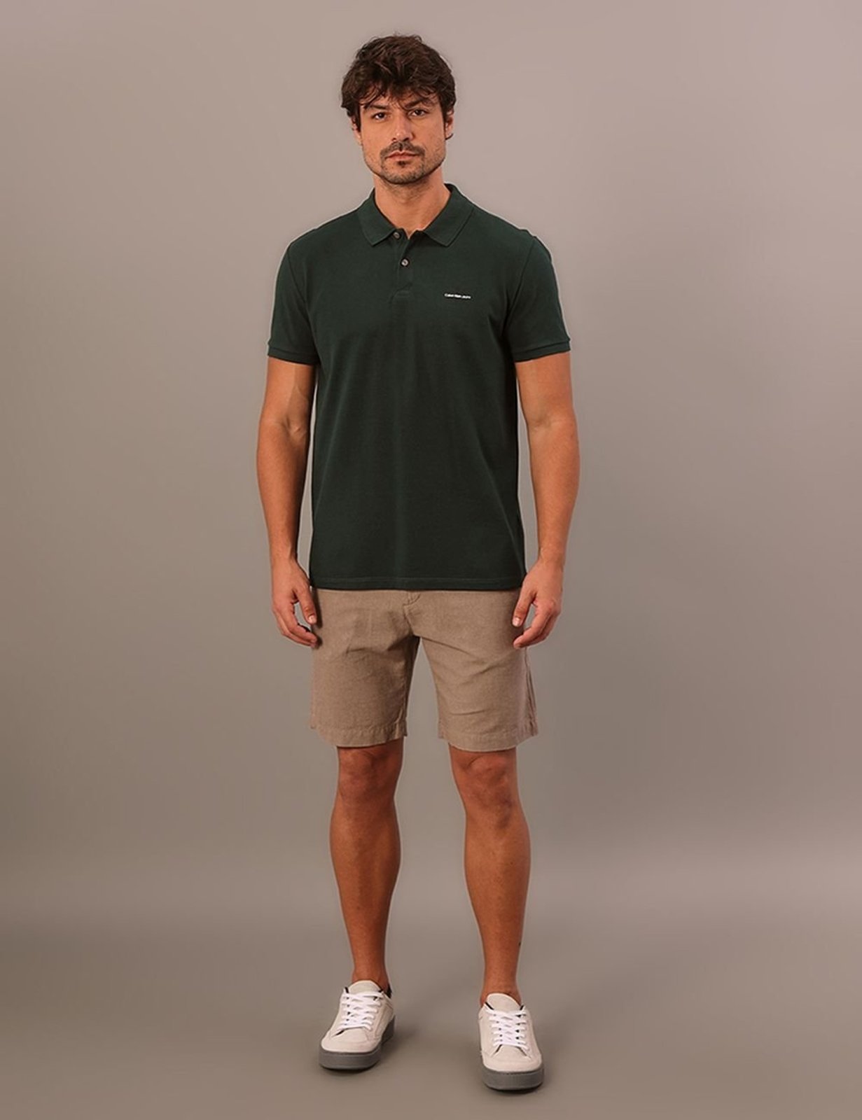 Bermuda Calvin Klein Jeans Chino Com Cadarço - Caqui Medio Calvin Klein Jeans