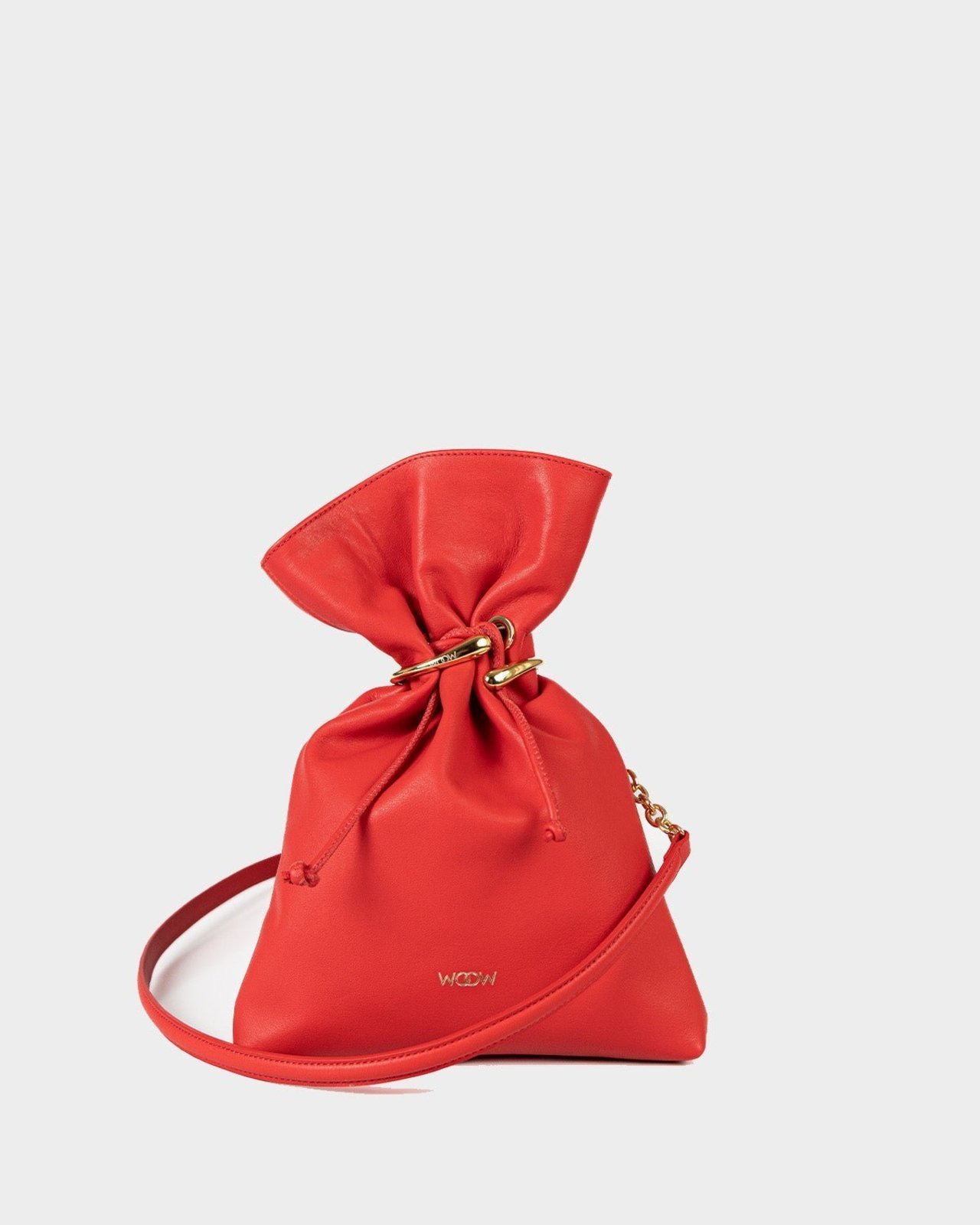 Bolsa Bucket Média Rafaela Couro Vermelho com Bracelete