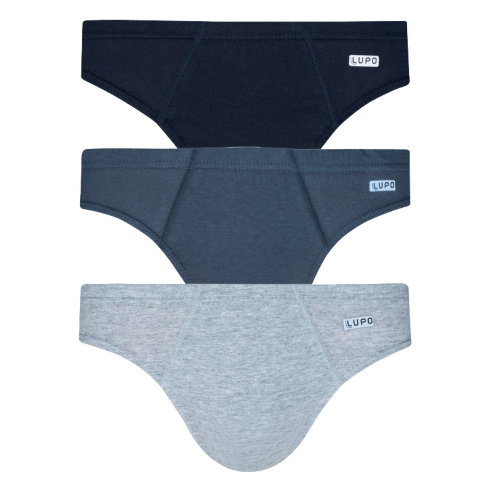 Kit 3 Cuecas Slip Algodão Adulto Masculino Lupo