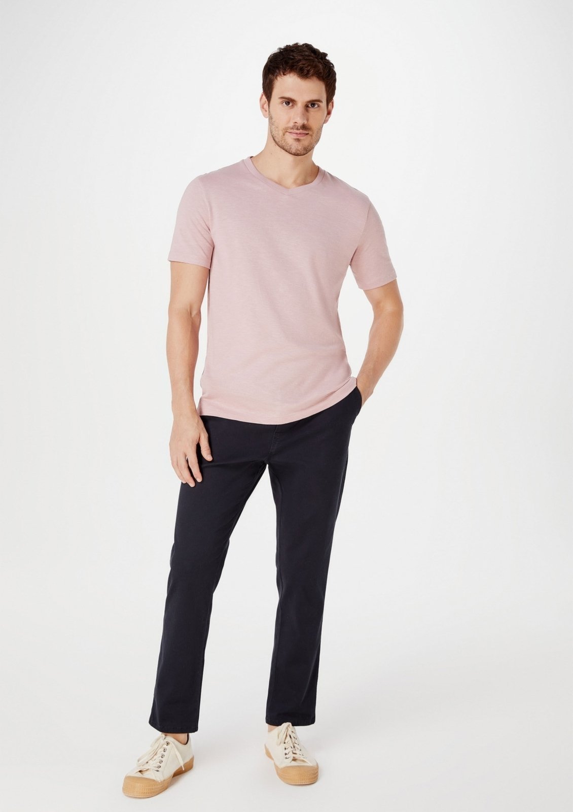 Calça Básica Masculina Jogger Em Sarja Com Elastano
