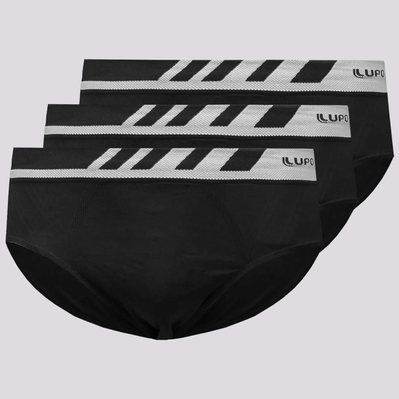 Kit 3 Cuecas Slip Lupo Microfibra Sem Costura Pret