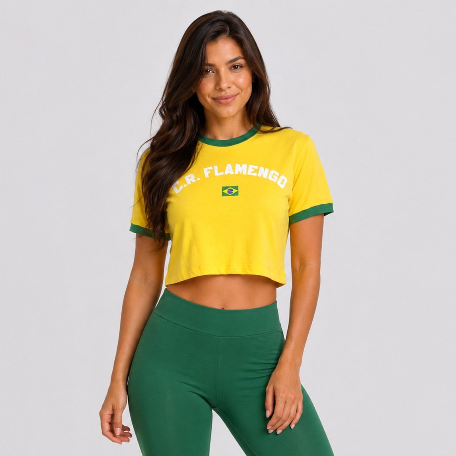 Cropped Flamengo Flor Amarelo