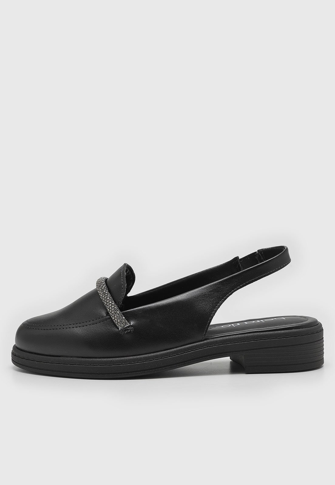Mocassim Feminino Beira Rio Tira Pedraria Preto