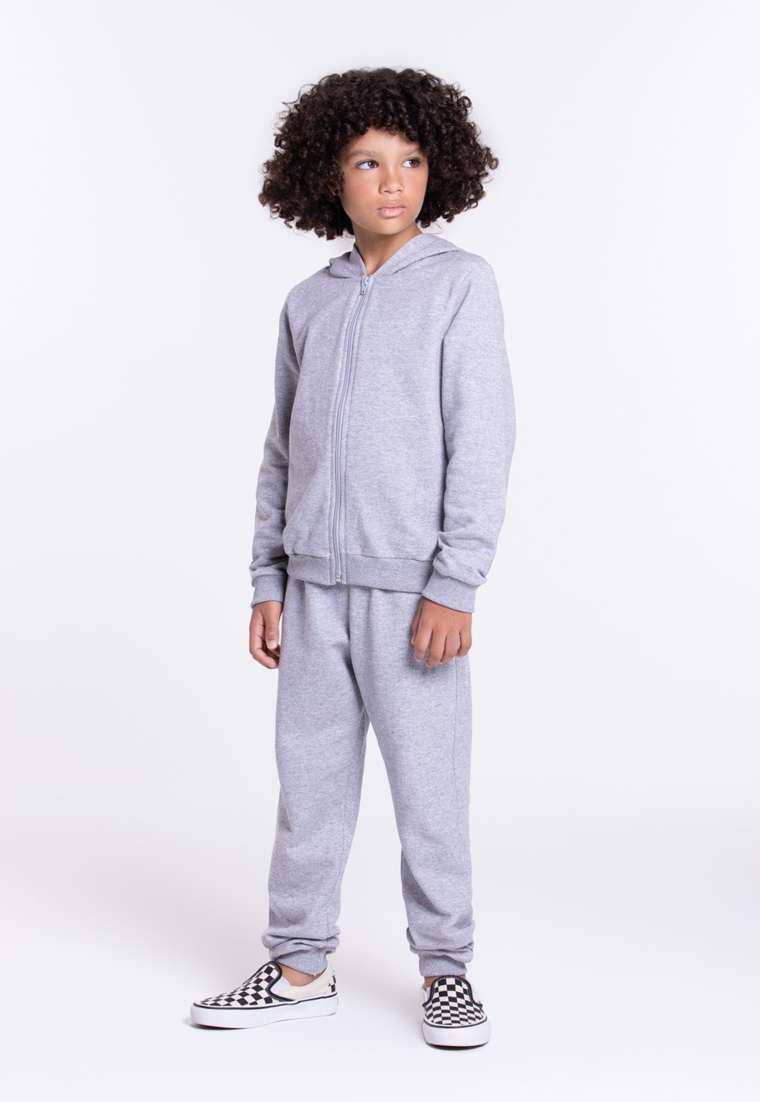 Vista 2 Infantil - Conjunto Moletom Capuz e Zíper Mescla VIDA COSTEIRA cinza VIDA COSTEIRA cinza