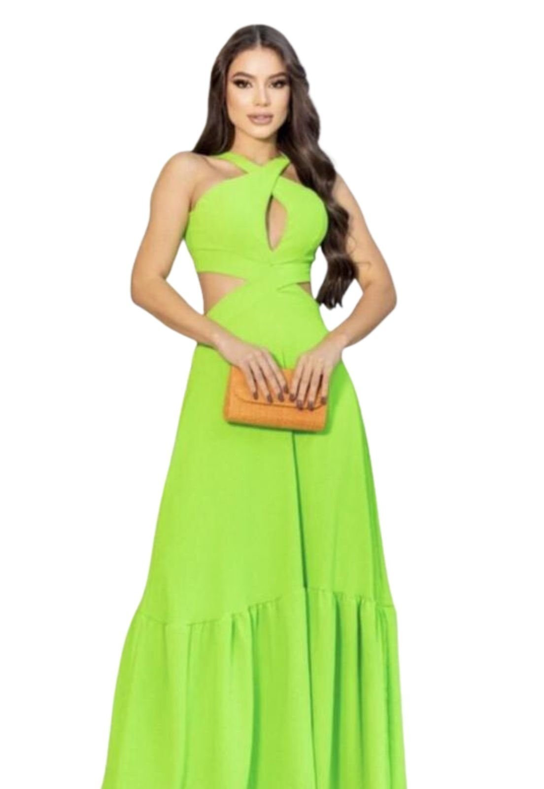 Vestido Longo Multiformas Lina Amarração Verde Limão