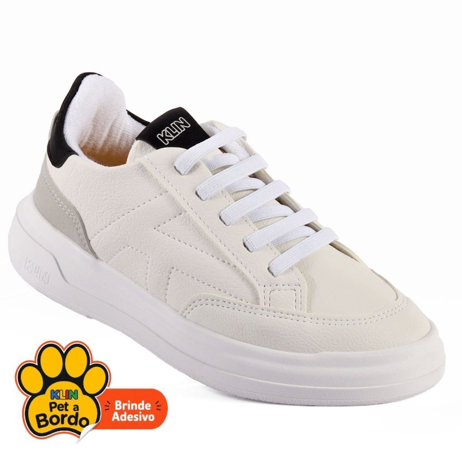 Infantil - Tênis Masculino Klin Casual Capri - Branco com Cinza e Preto
