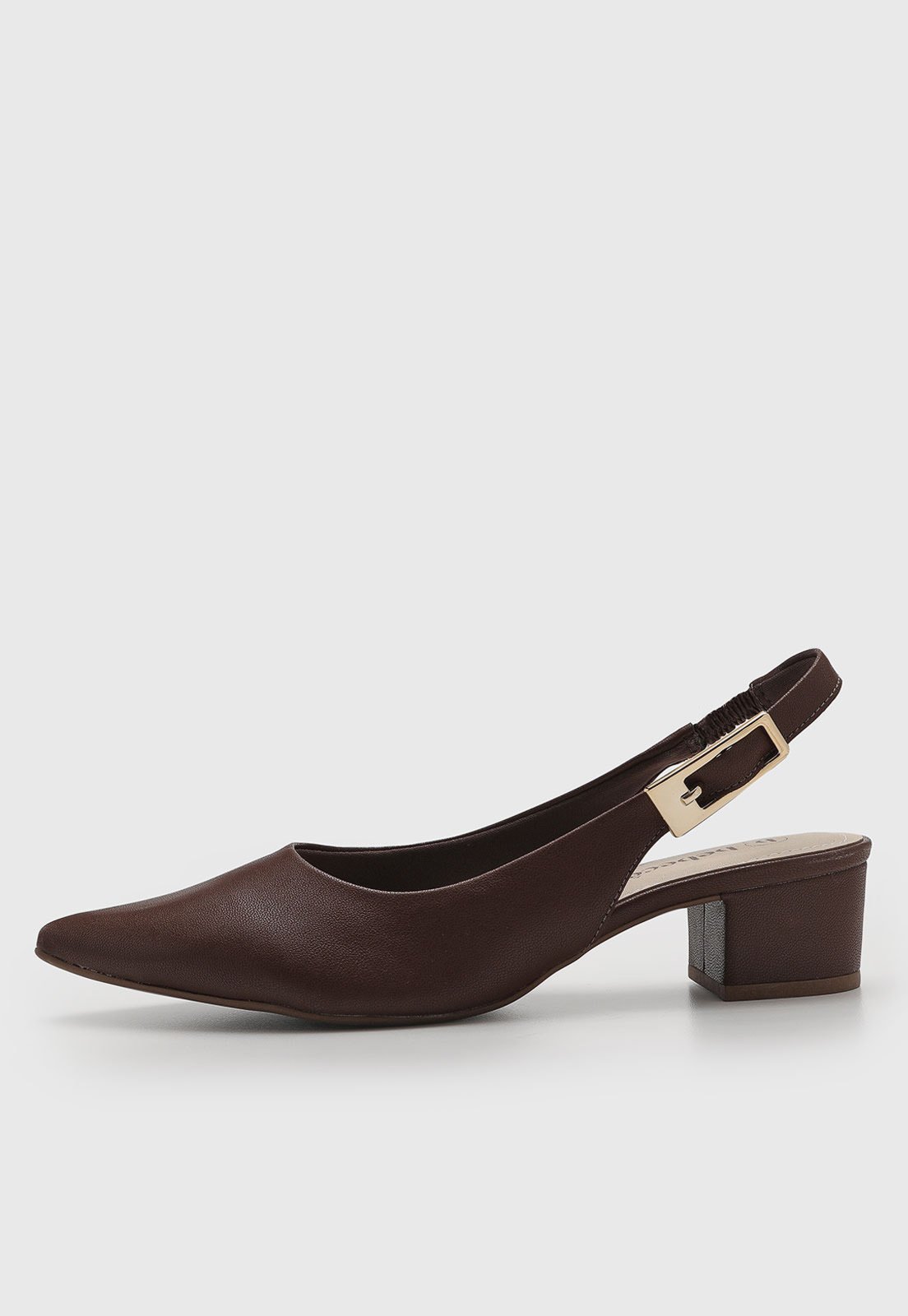 Scarpin Feminino cê Salto Bloco Bico Fino Marrom
