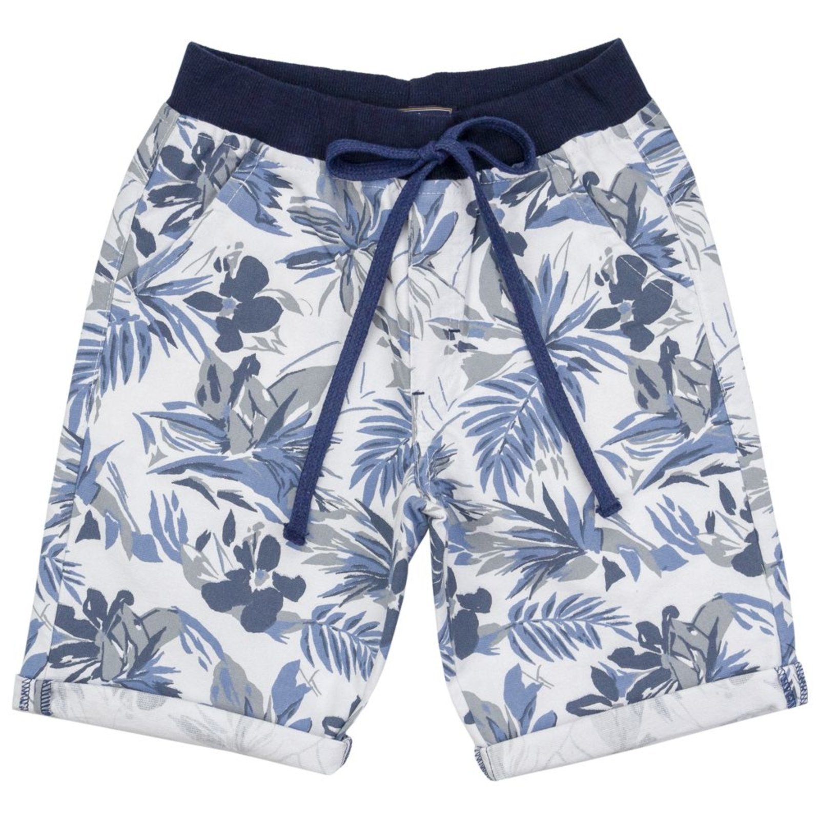 Infantil – Bermuda Juvenil Look Jeans Sarja Floral Branca