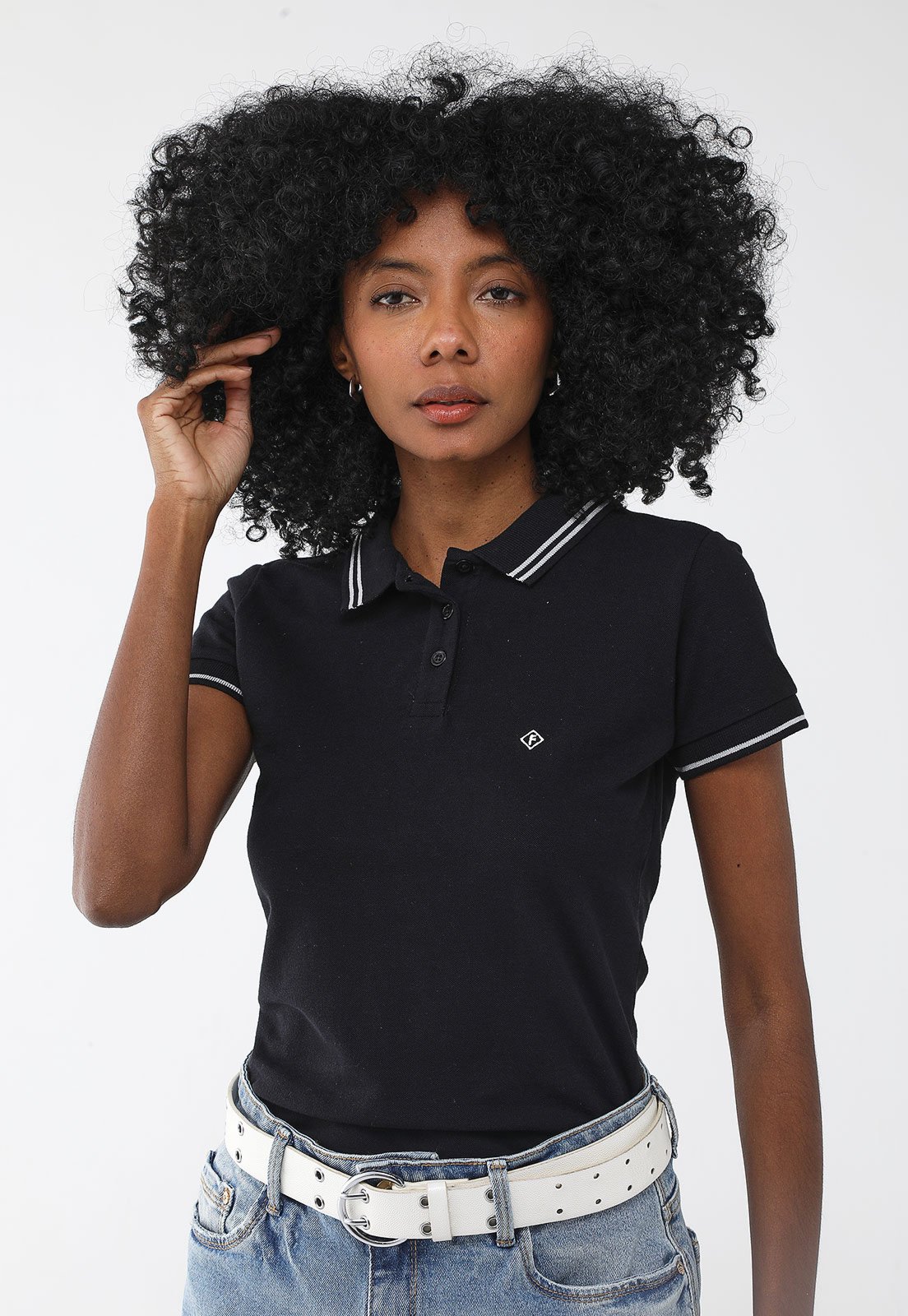 Camisa Polo Forum Slim Friso Preta