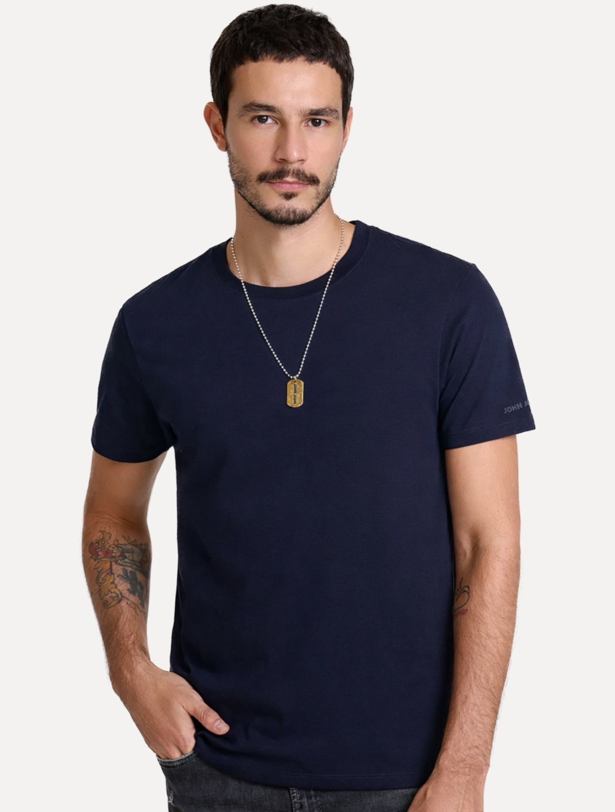 Camiseta John John Masculina Slim Fit Simple Azul Marinho