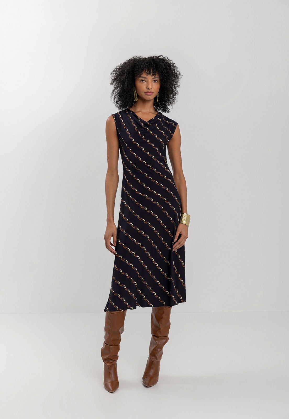 Vestido Lez a Lez Midi Rayon Bali Preto
