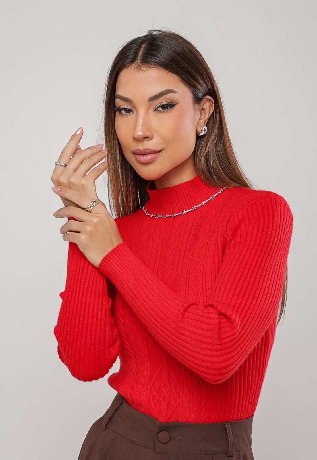 Colar Riviera X Com Zircônias Cristal Folheado A Ródio Co035-002 Prata