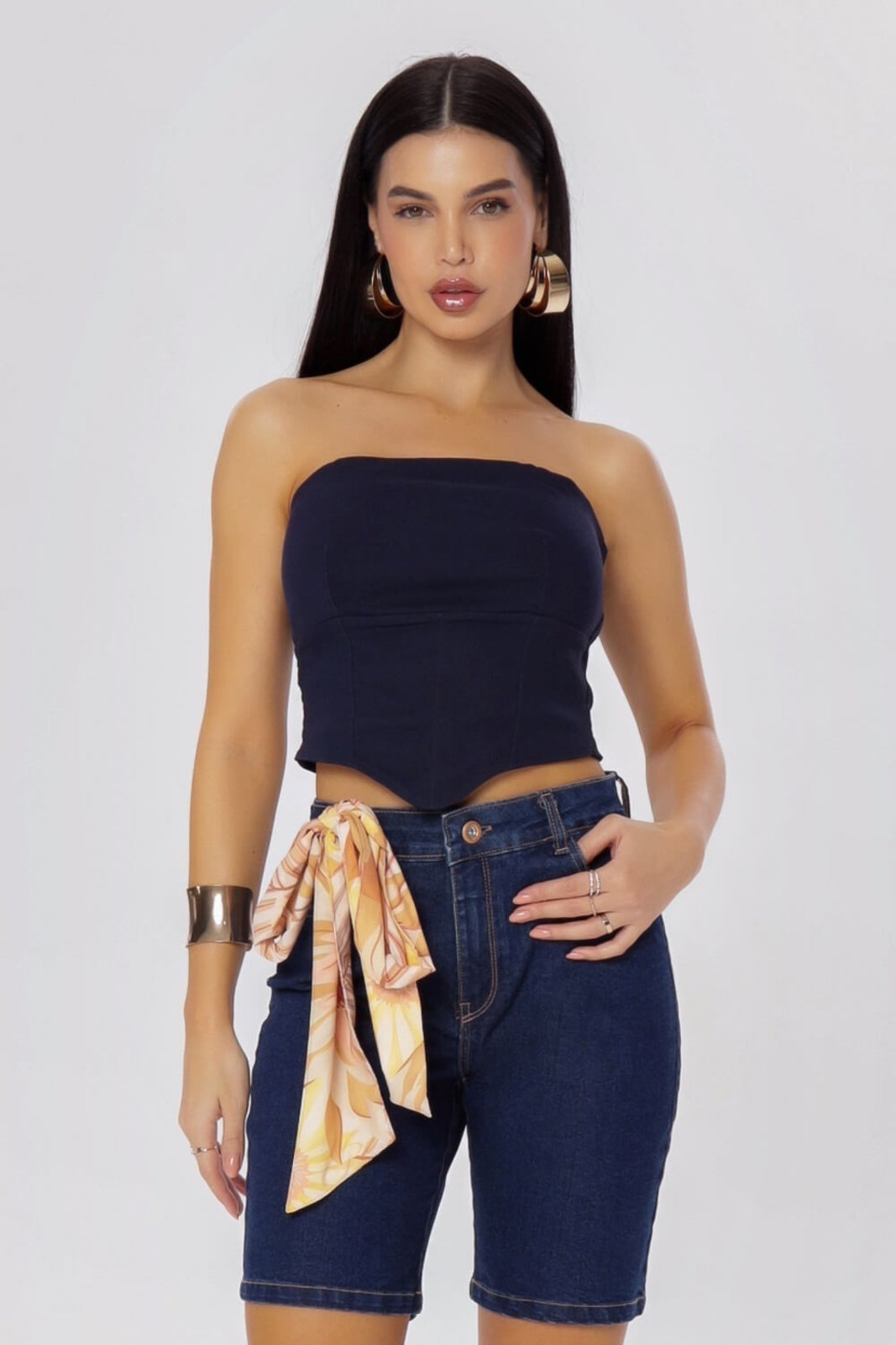 CROPPED SARJA CHIC PRETO Gatabakana