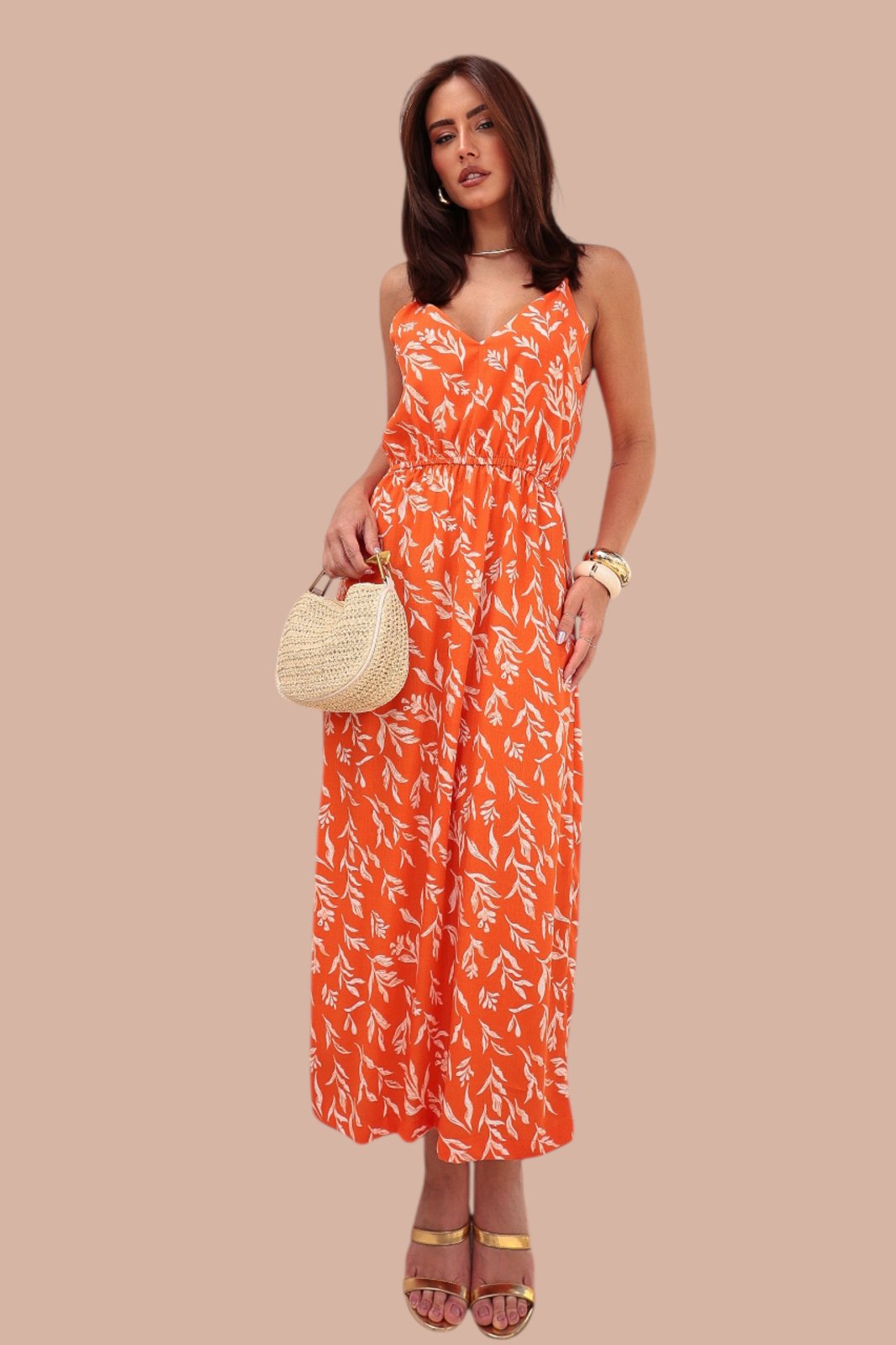 Vestido Midi Ícone Fashion Bossa Estampa Flor de Âmbar