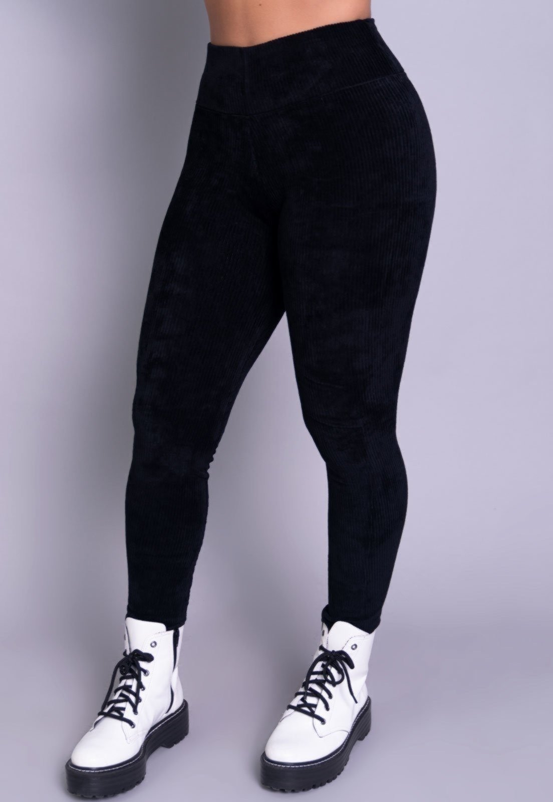 Calça Legging Serra e Mar Modas Veludo Cotelê Preto