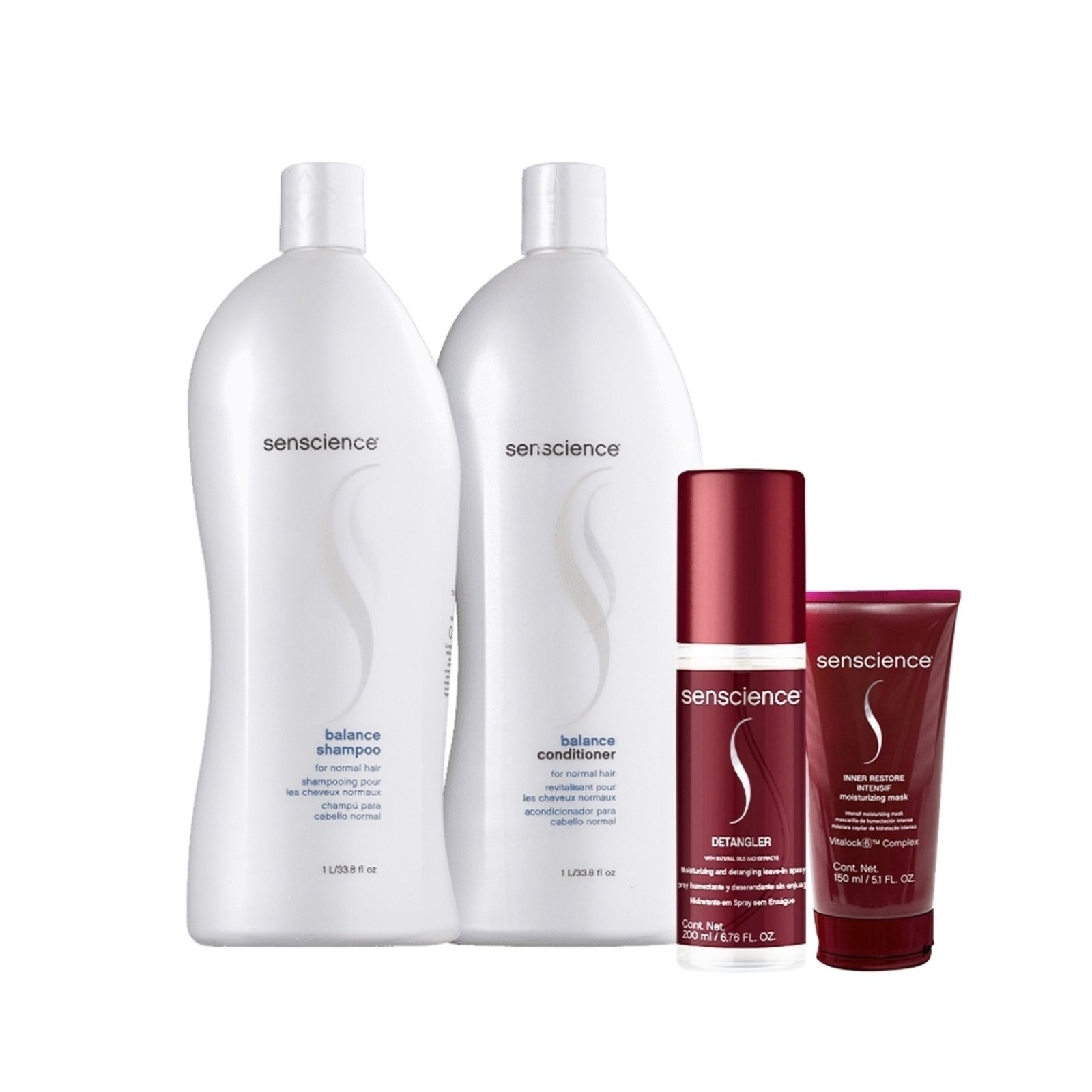 Vista 2 Kit Senscience Balance Detangler Restore Salon (4 produtos) multicolorido Senscience multicolorido