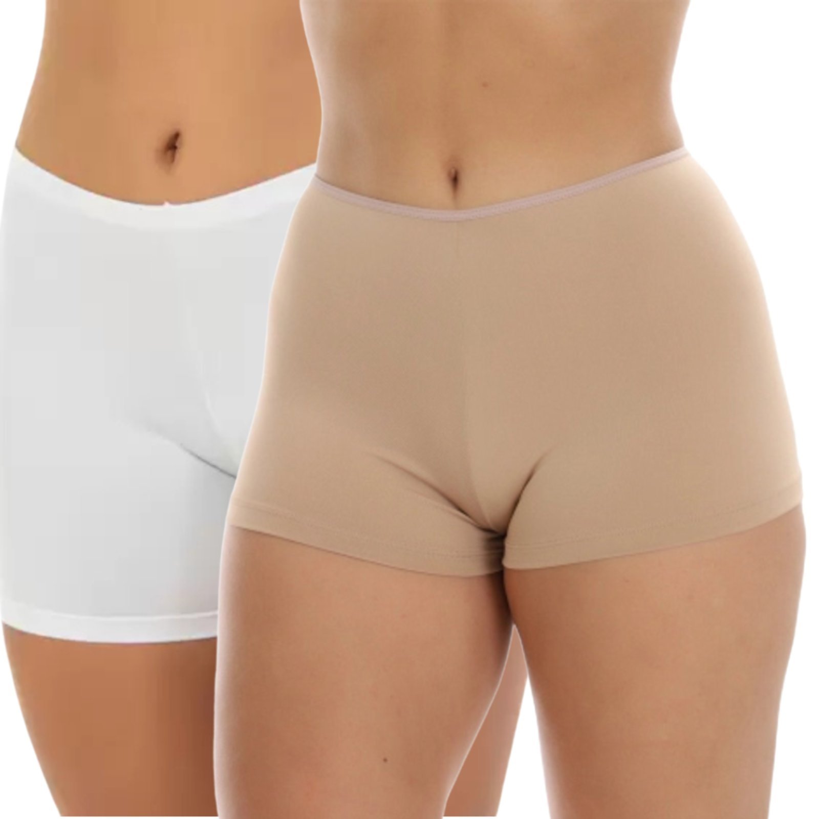 Kit 2 Short Segunda Pele Reflexo Íntimo Anágua Anti Atrito Para Usar Por Baixo Bege e Branco