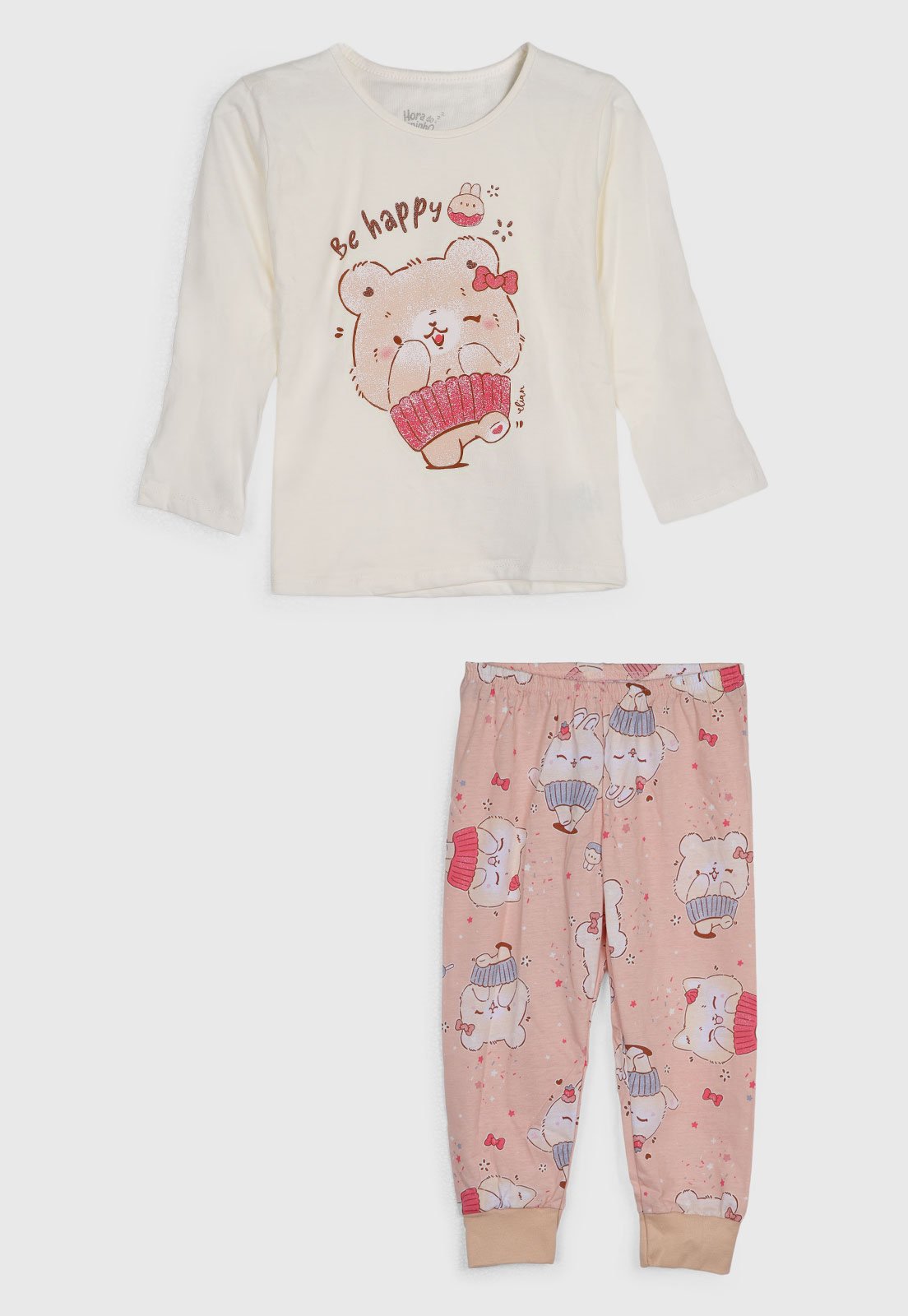Conjunto Pijama Elian Estampa Urso Off-White
