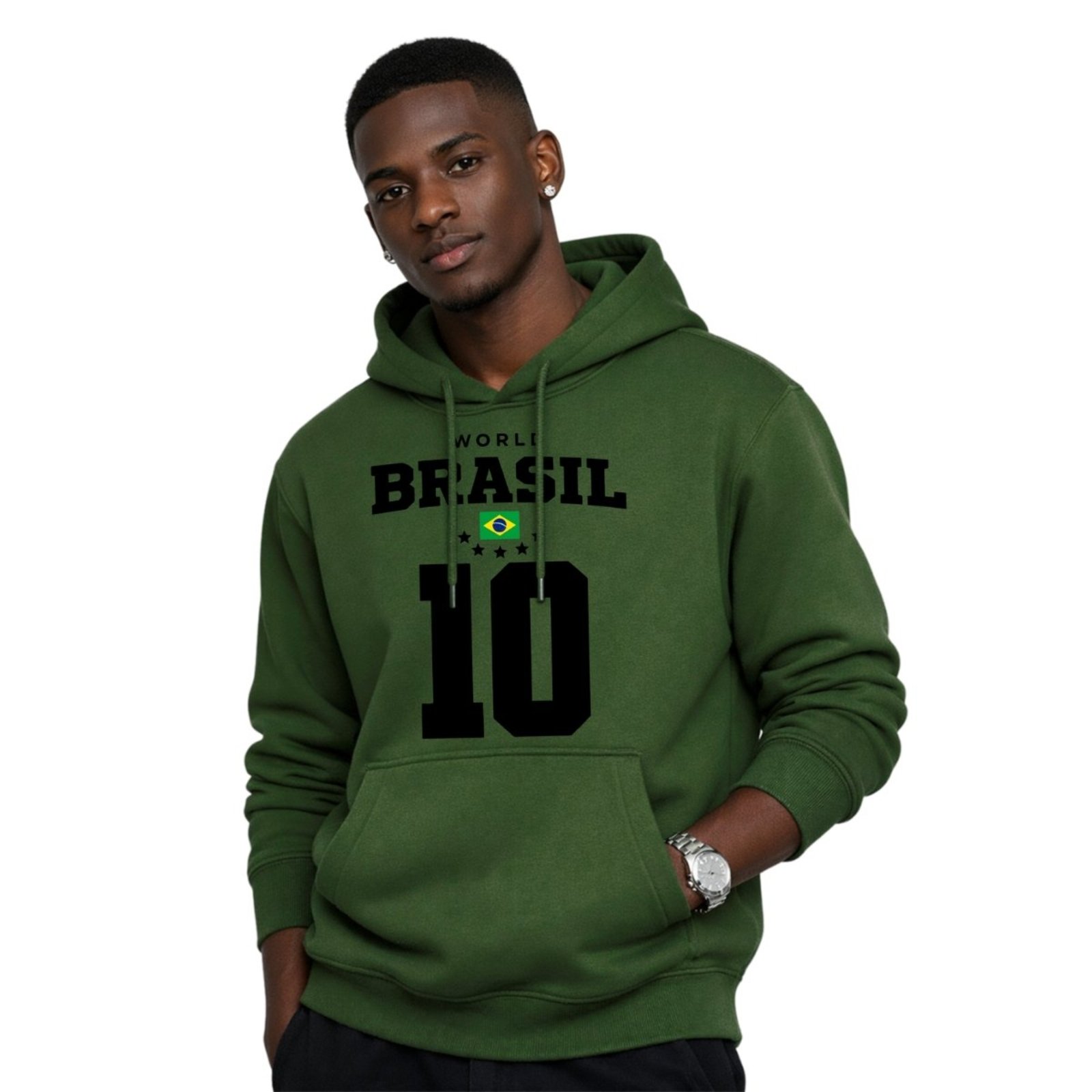 Casaco de Frio Blusa Moletom Estampado Bolso Canguru BR