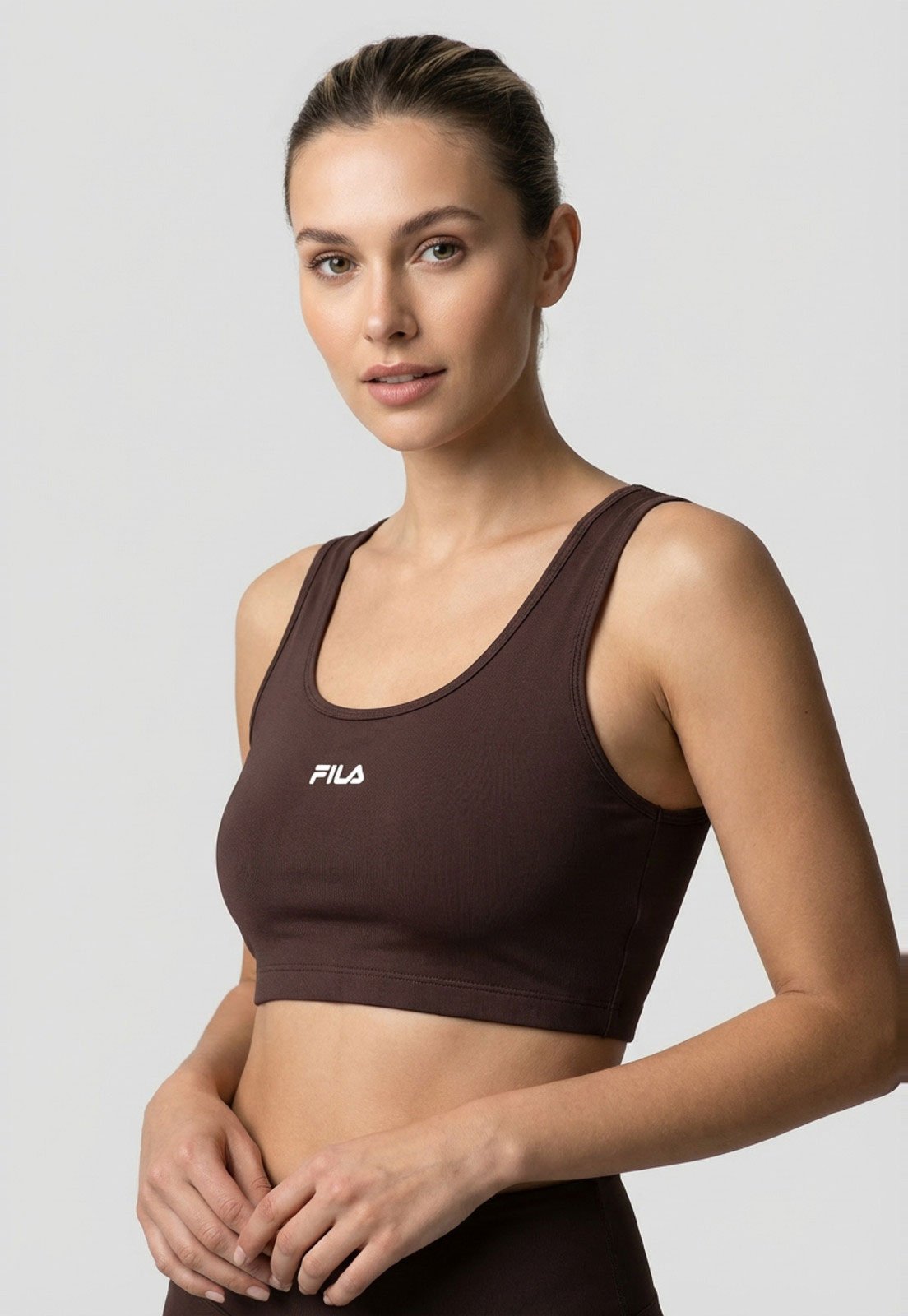Vista 2 Top Feminino Fila Nadador Essential Cast marrom Fila marrom