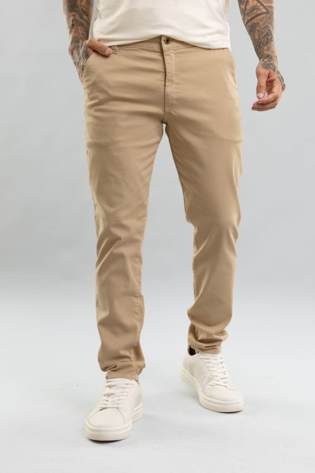 Calça Sarja Skinny Masculina Color Sport Fino Bolso-Faca Dialogo Bege
