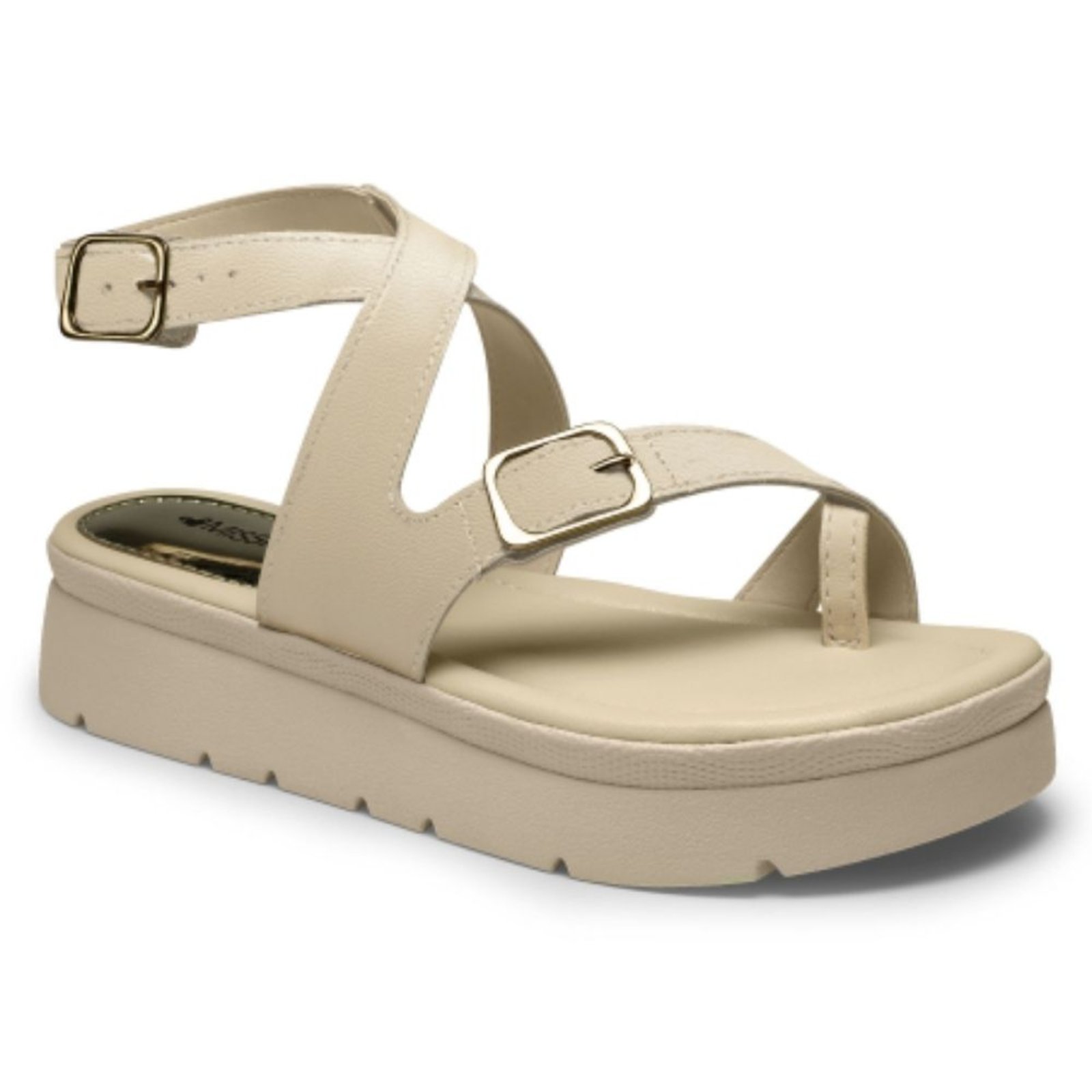 Vista 2 Sandália Feminina Flatform Cotton Mississipi MF bege bege