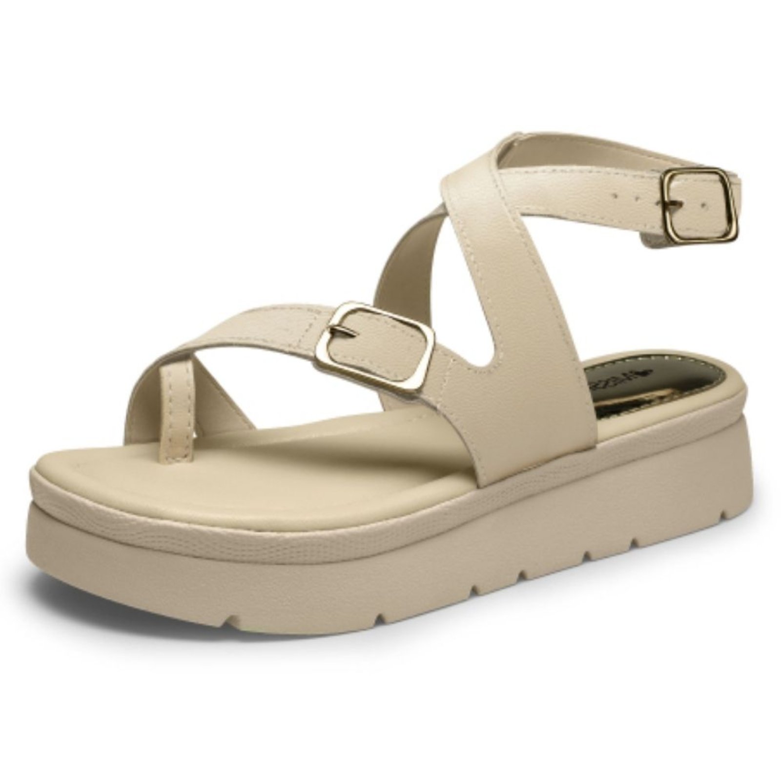 Vista 3 Sandália Feminina Flatform Cotton Mississipi MF bege bege