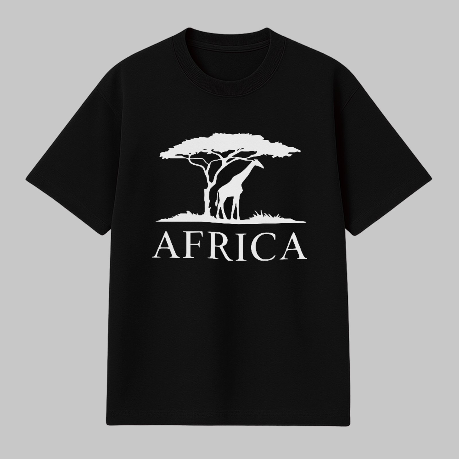 Camiseta Básica Africa Safari Girafa Estilo Minimalista Preto