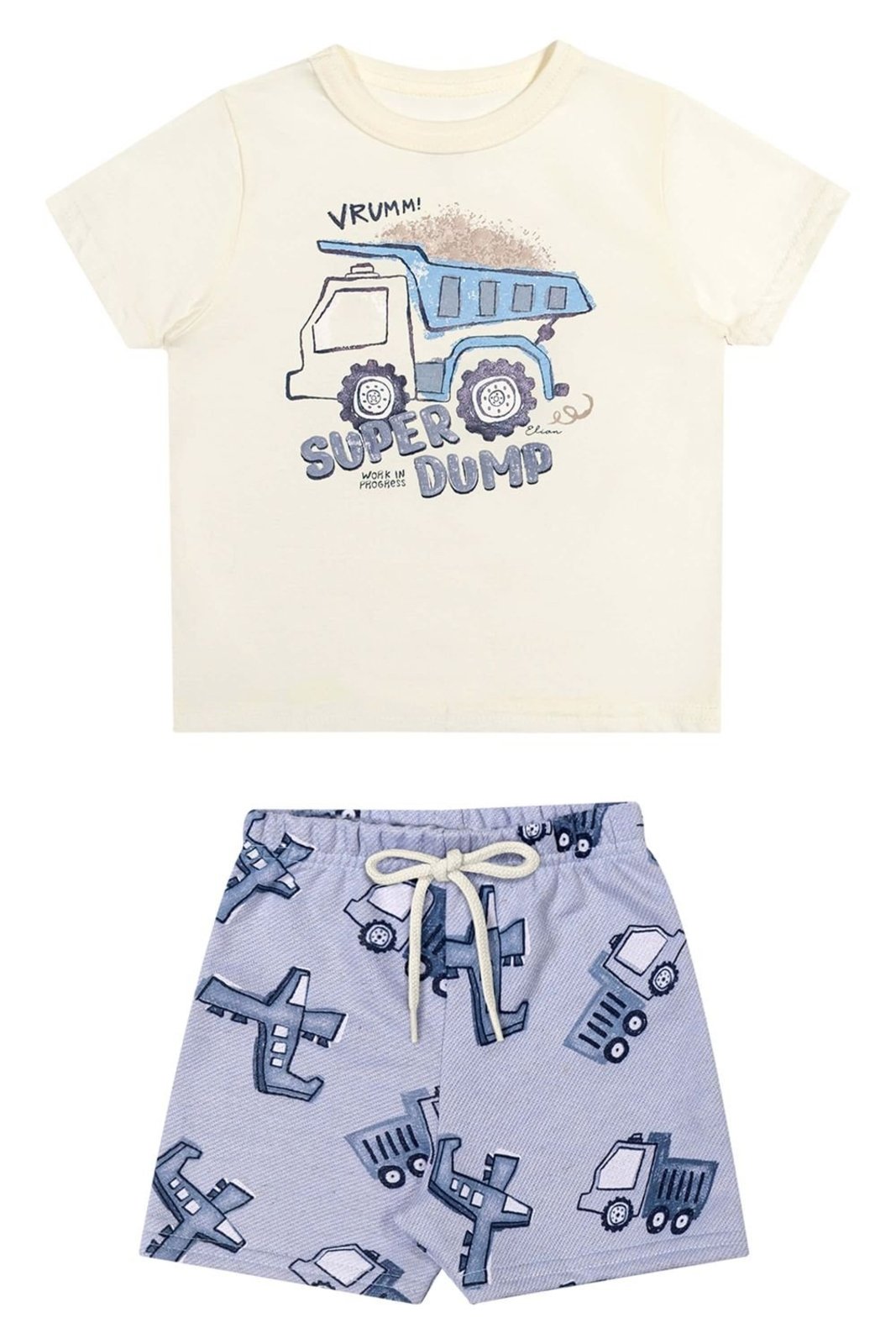 Infantil - Conjunto Menino Caminhão Estampado Elian Bege